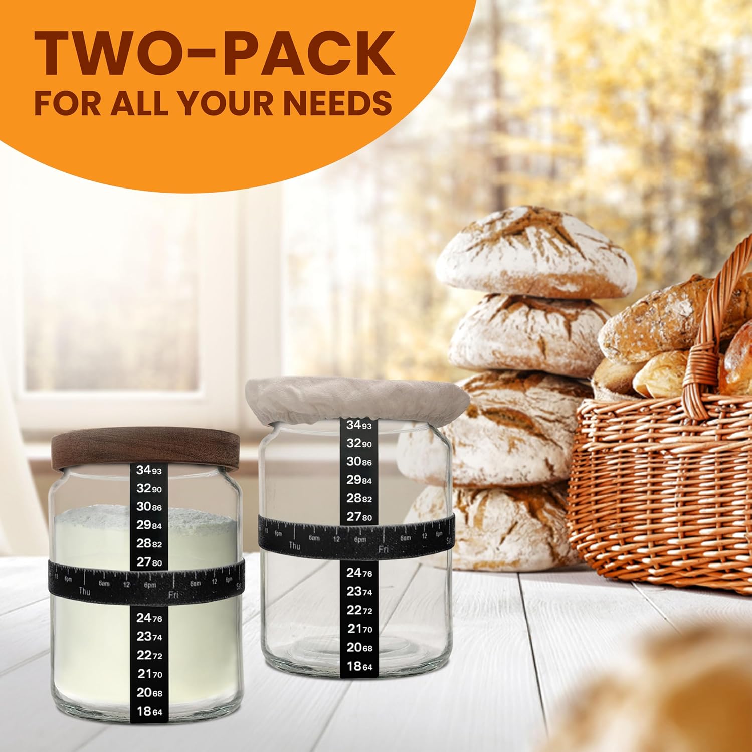 NAYYAB 24oz Sourdough Starter Jar Set of 2