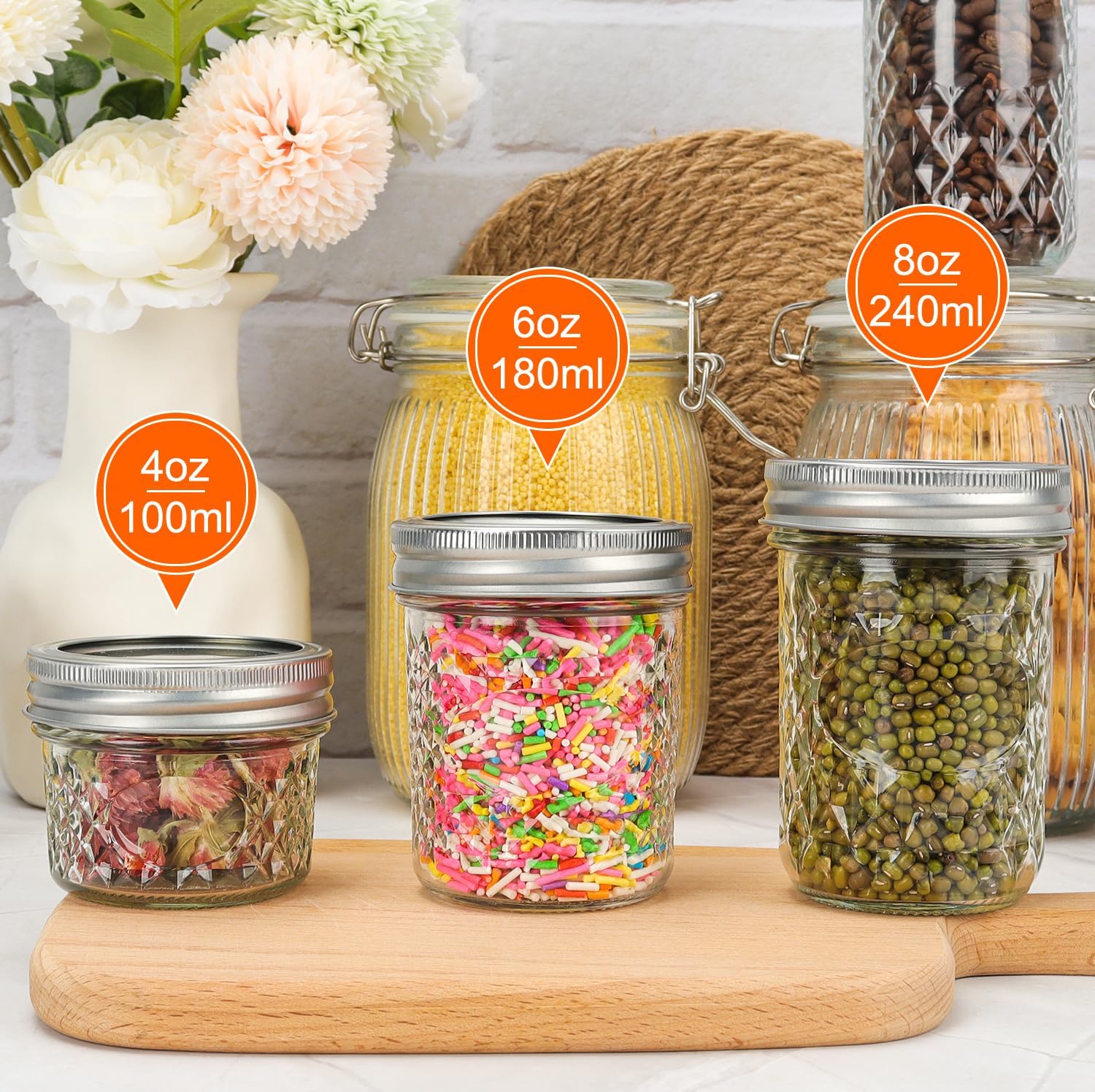 40-Piece 4oz Clear Glass Mason Jars