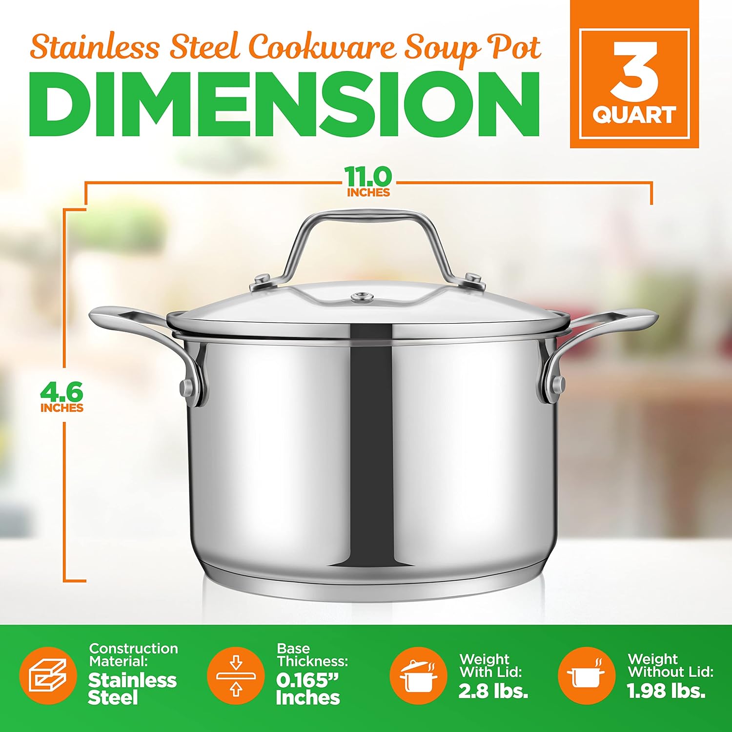 3-Quart Stainless Steel Soup Pot