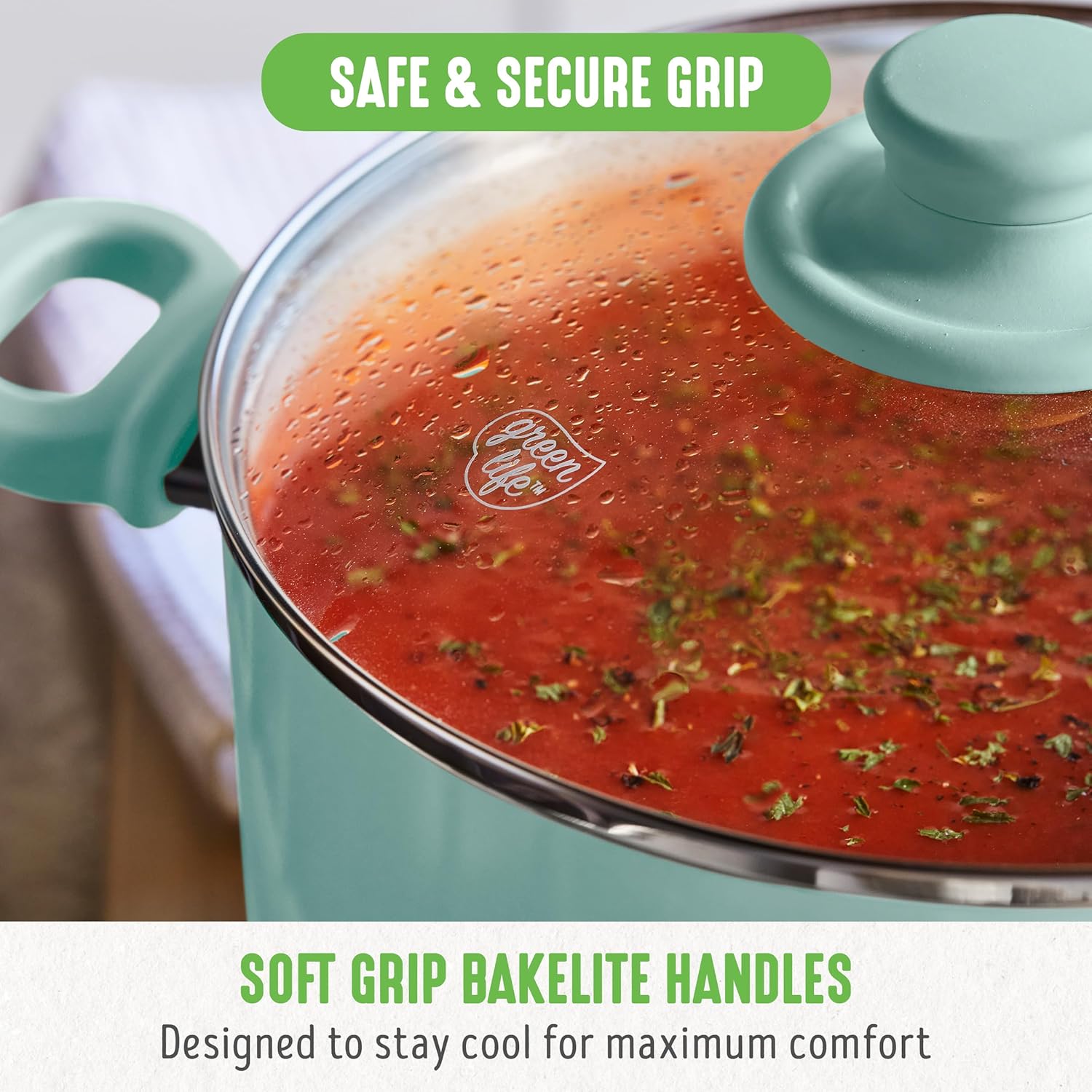 GreenLife 6QT Ceramic Stockpot with Glass Lid