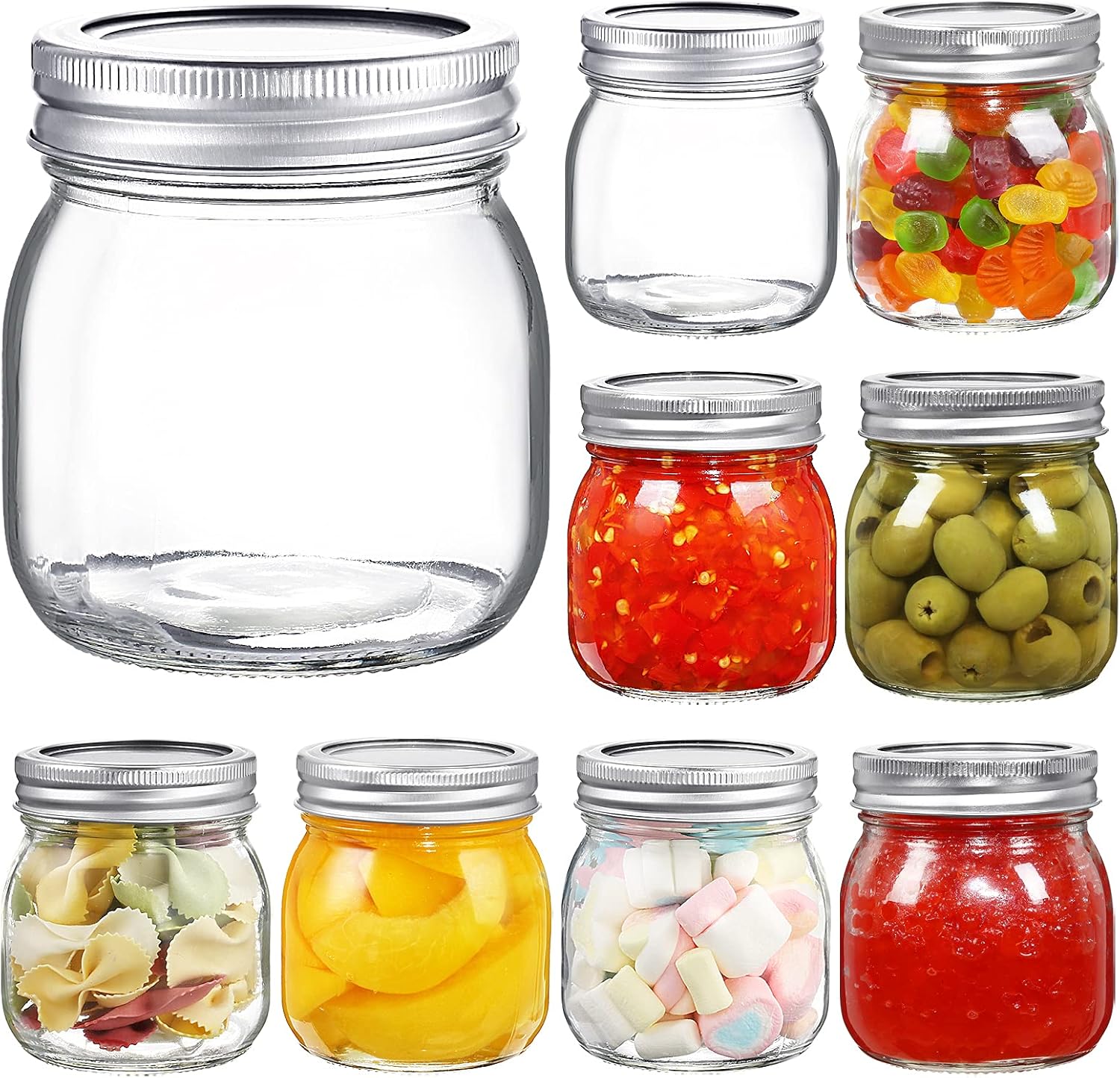 Yeboda 9-Pack Wide Mouth Mason Jars with Airtight Lids