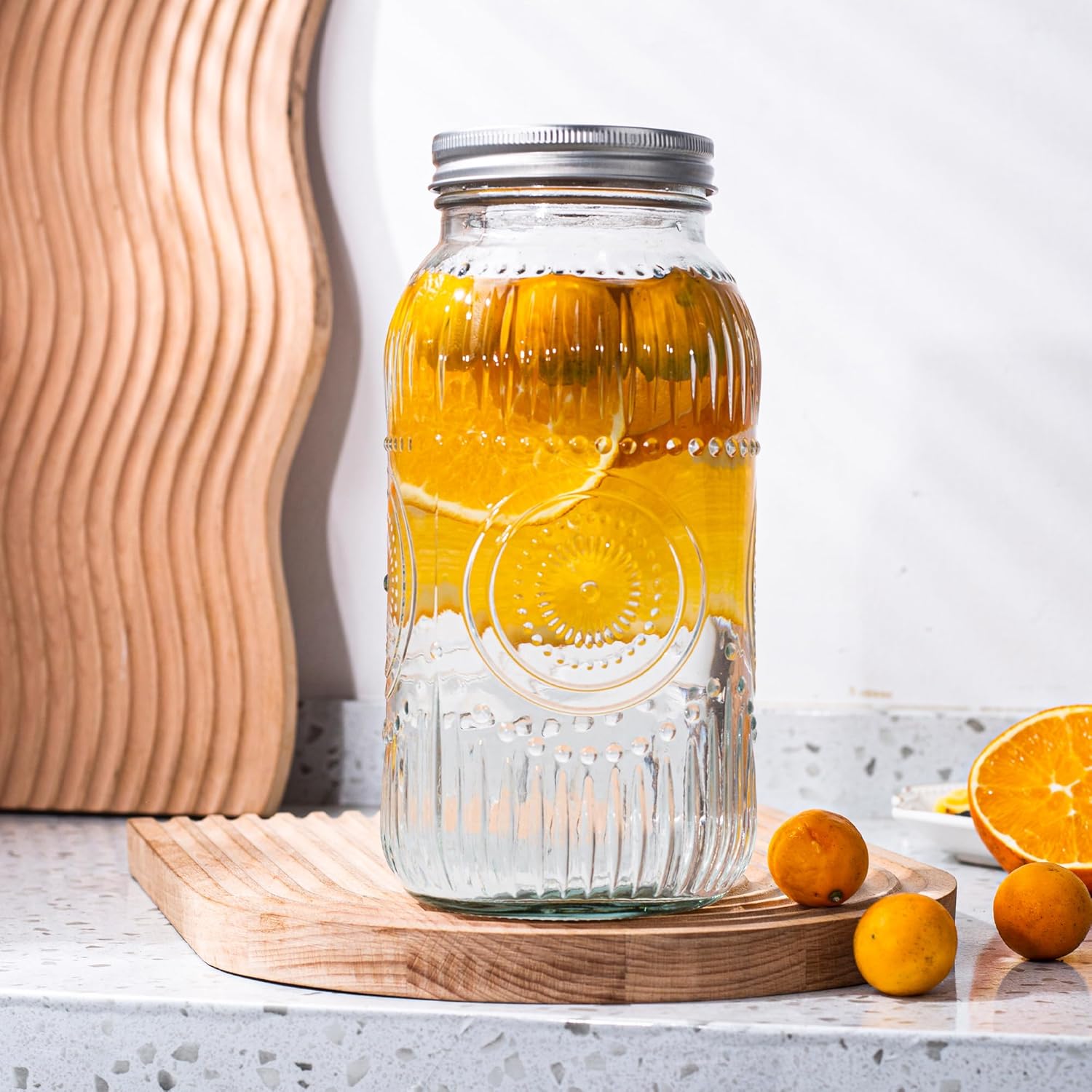 Amzcku 64oz Mason Jars Wide Mouth 2 Quart Preserve