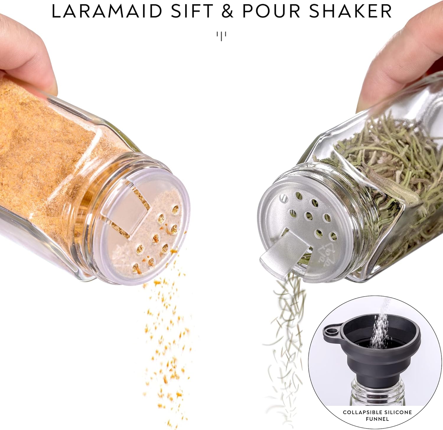 Laramaid 4oz Glass Jars with Black Vinyl Labels and Airtight Metal Caps