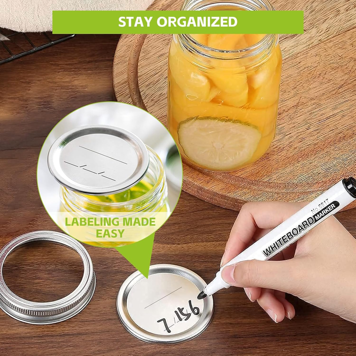 LOVE MOMENT 48PCS Canning Lids Rings for Mason Jars