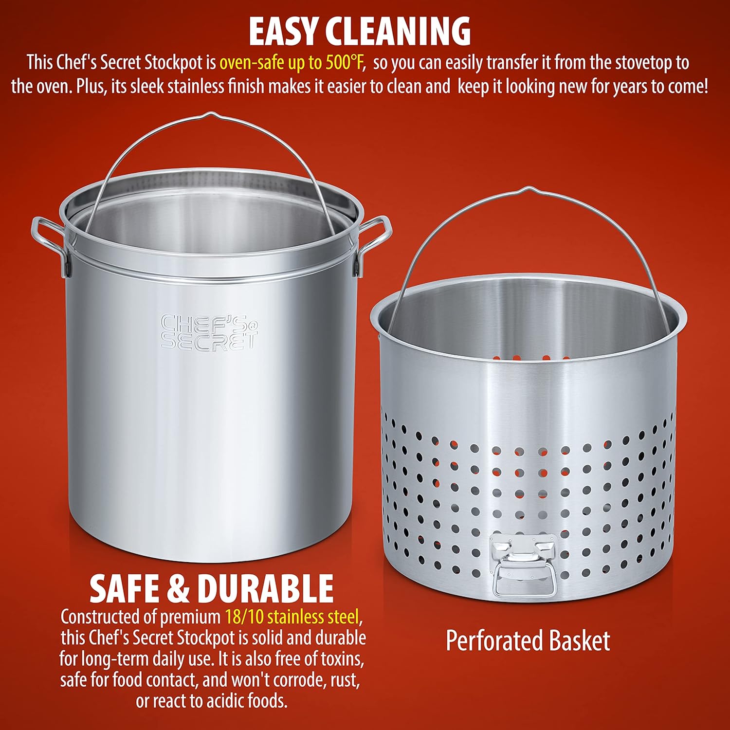Chefs Secret 82 Quart Stainless Steel Stockpot