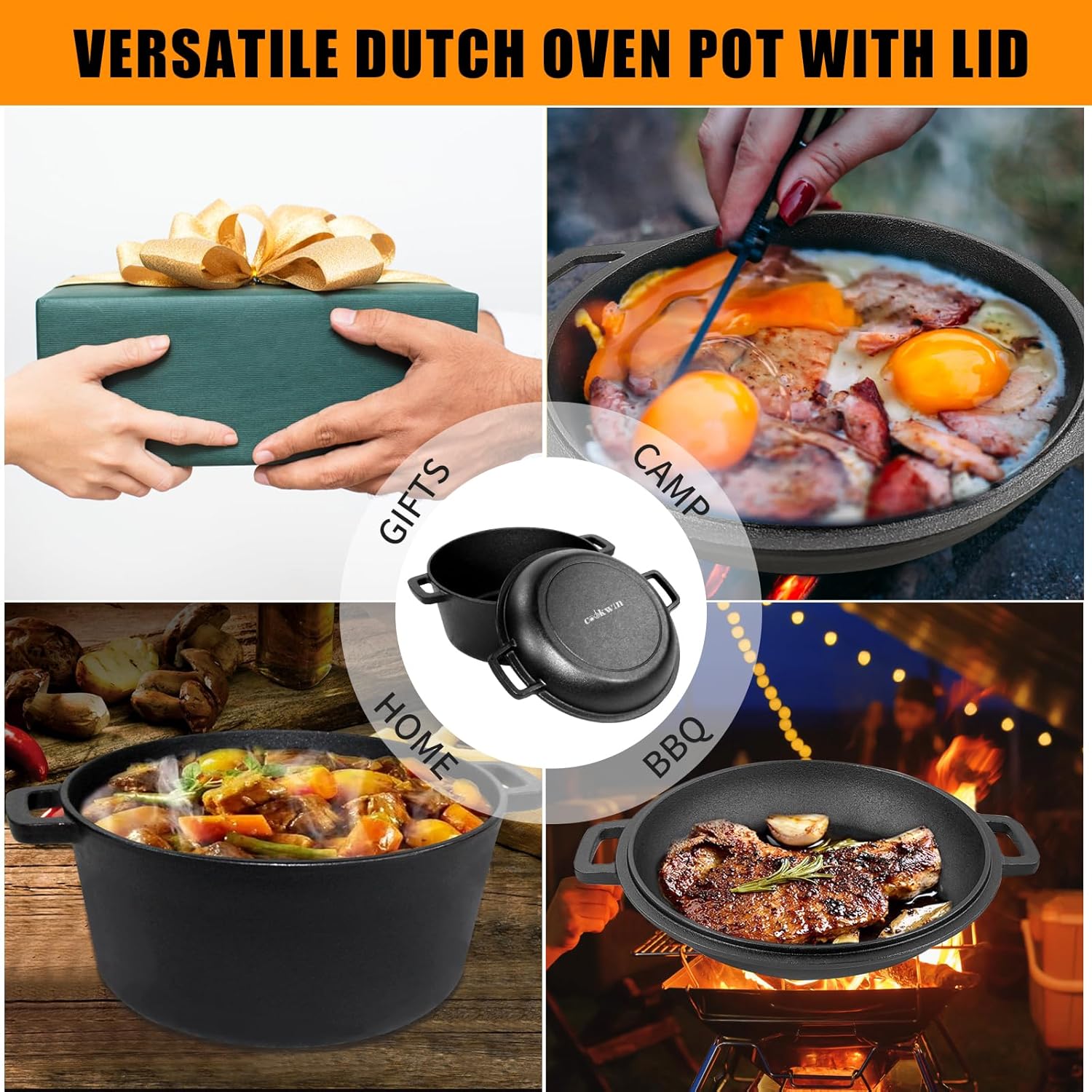 Durable 2-in-1 Dutch Oven Set for Camping Cooking
