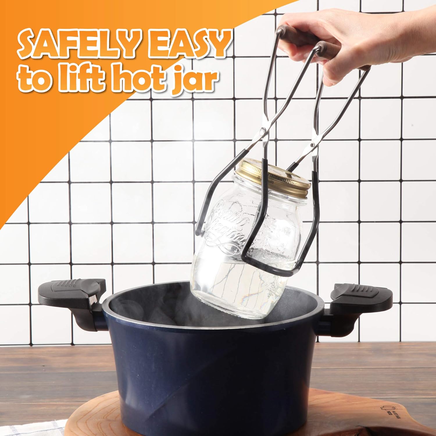 GET HANDS-FREE Jar Lifter - Effortlessly Remove Canning Jars without Back Strain