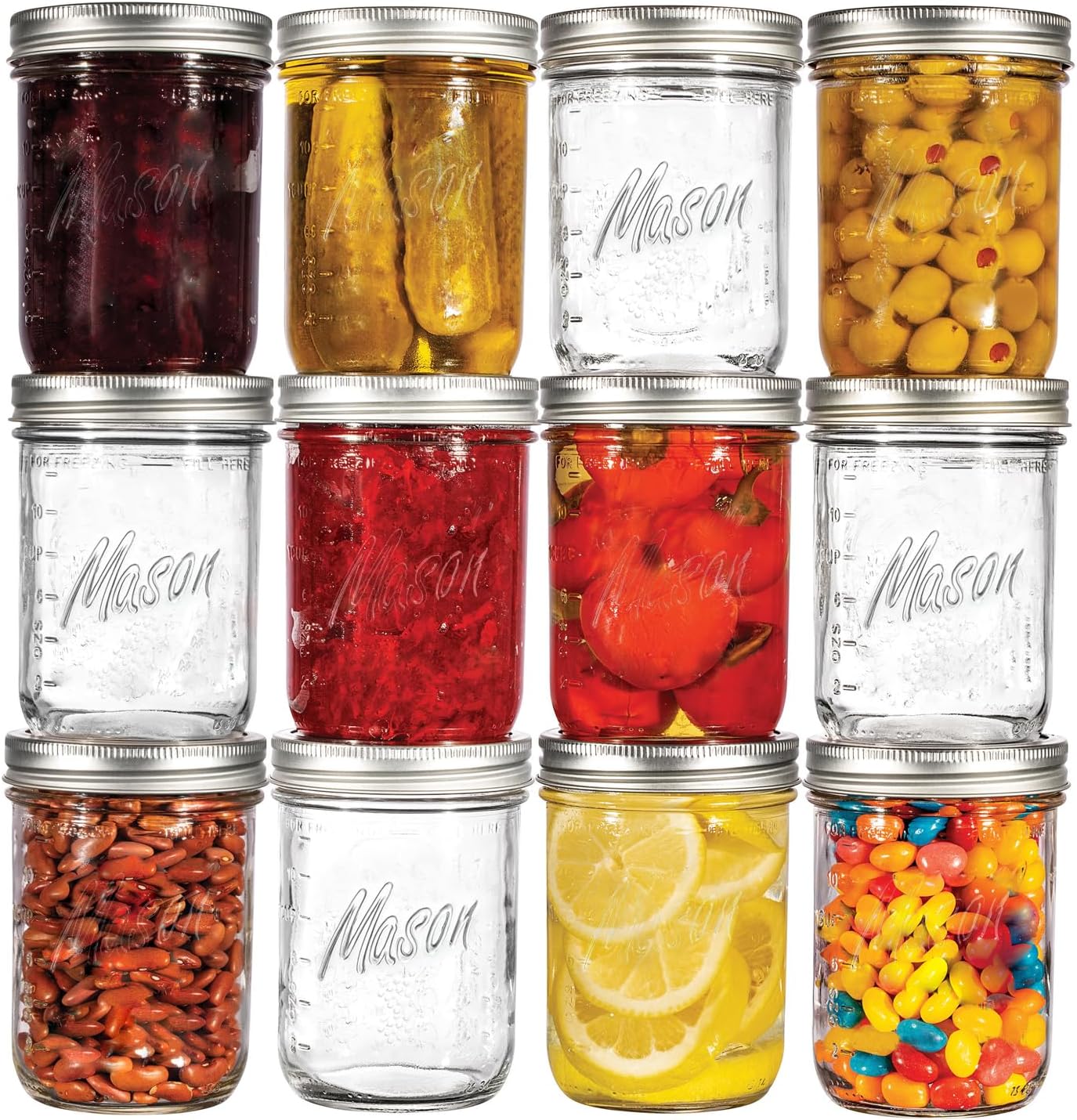 Regular Mouth Mason Jars 8 oz 12 Pack