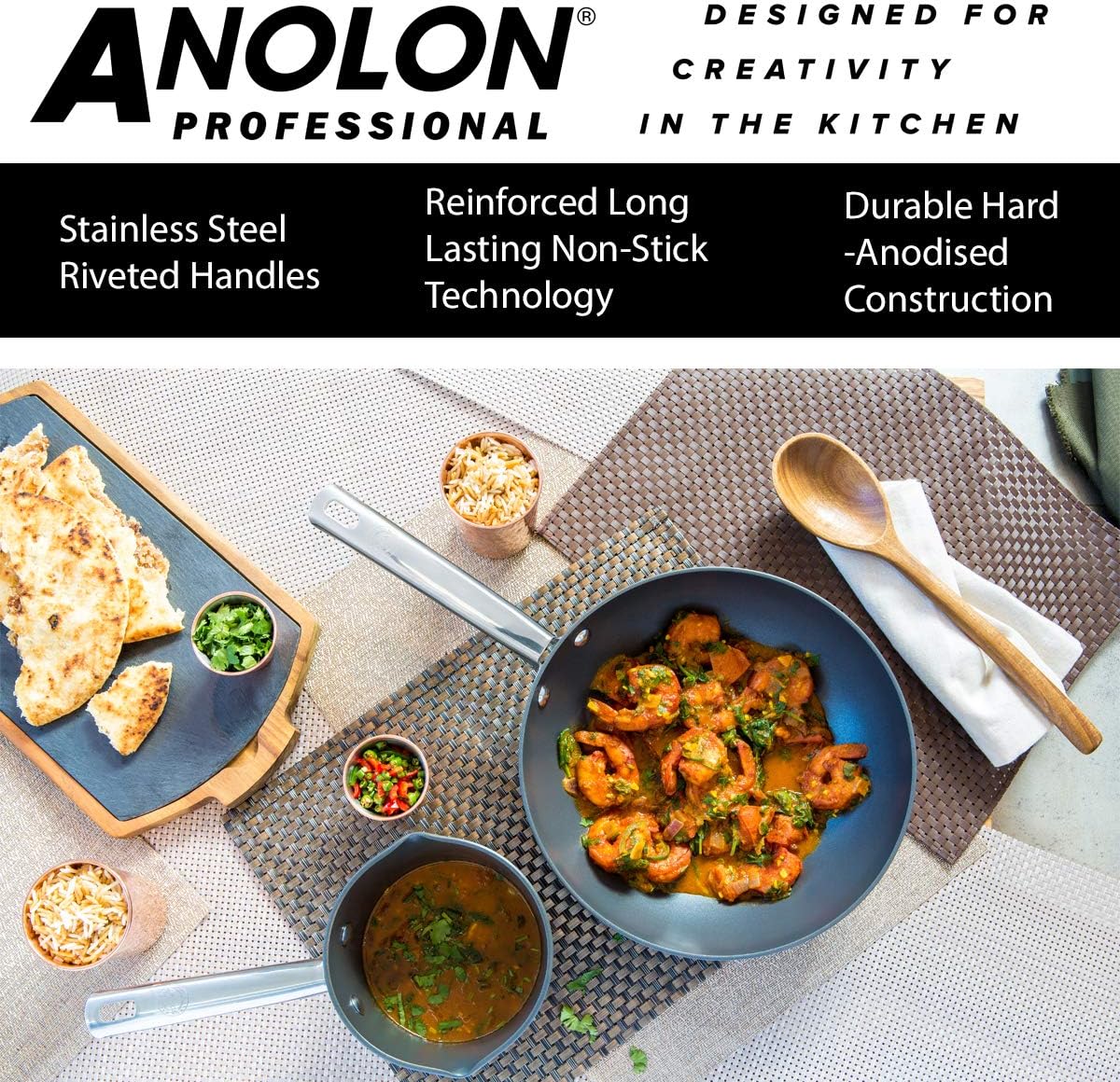 Premium 26cm Anolon Hard Anodised Stir Fry Pan with Ecommerce Features -Lifetime Guarantee