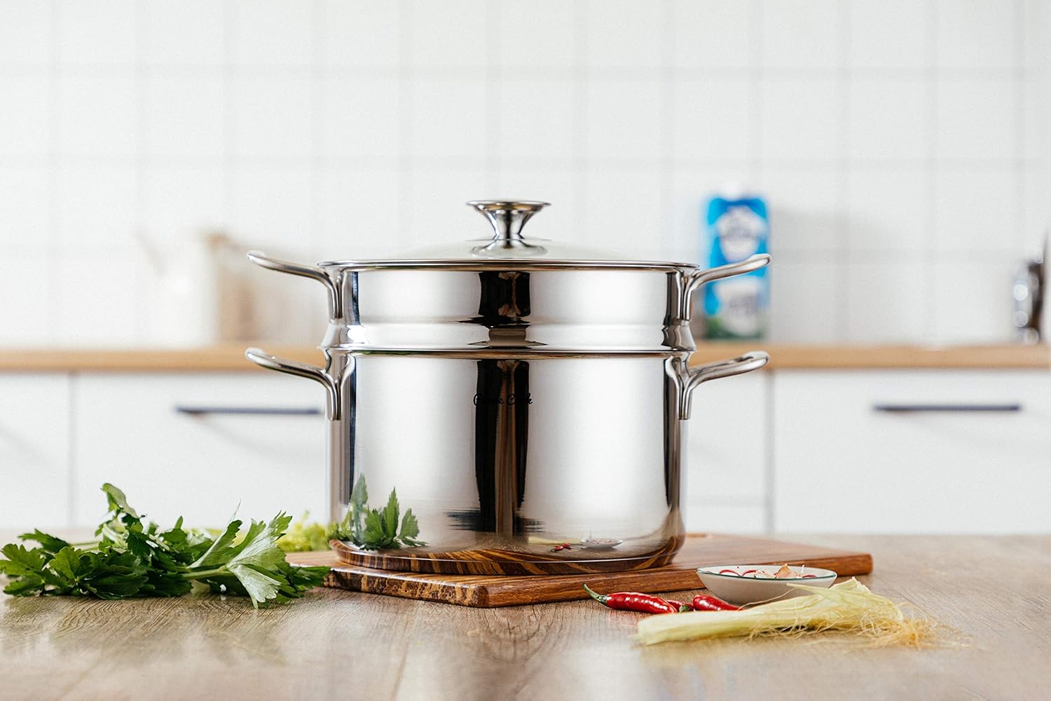 64 QT 1810 Stainless Steel Stock Pot with Steamer Insert