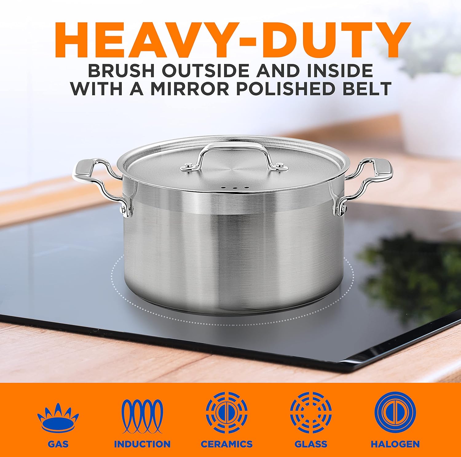 Ergonomic 5-Quart Stainless Steel Stockpot