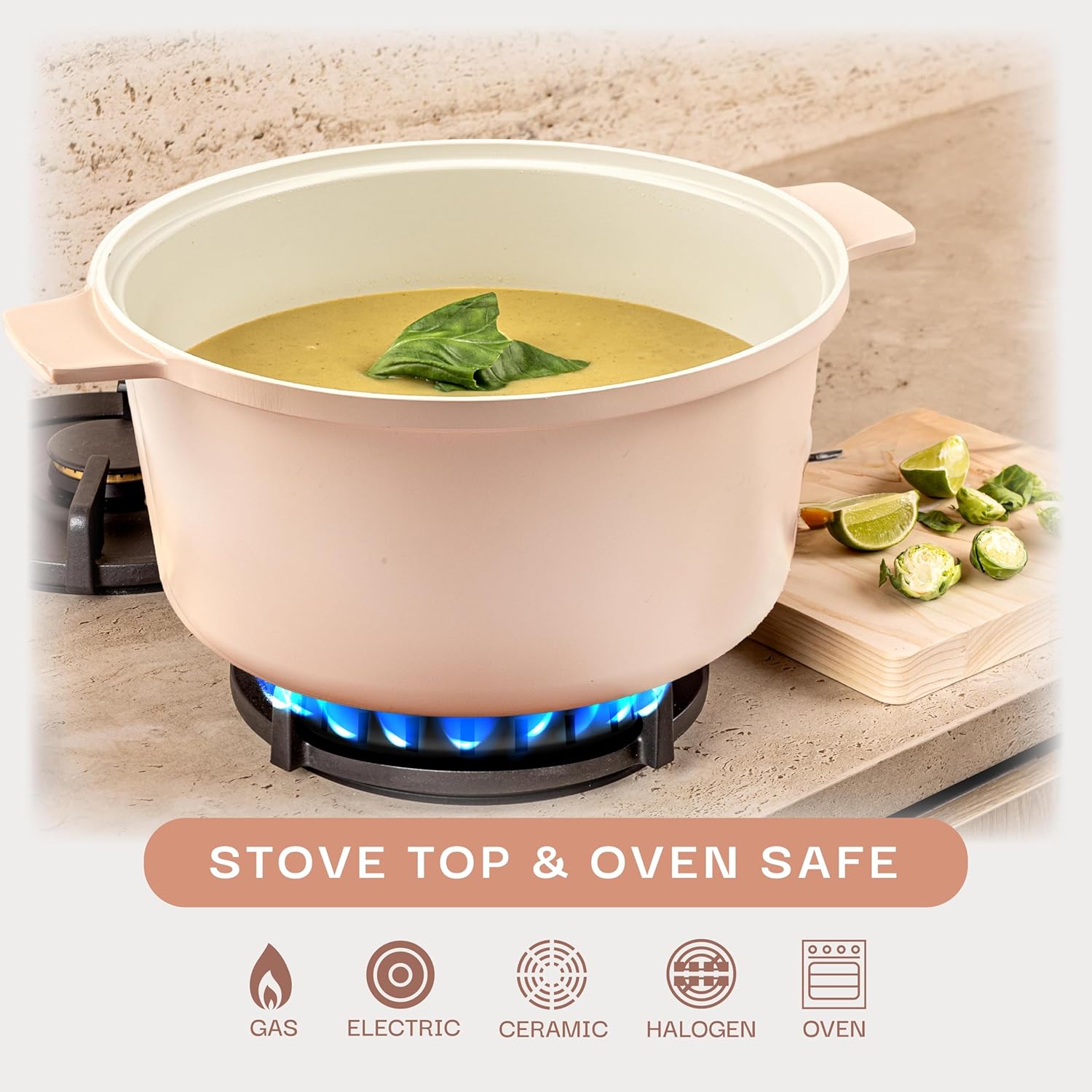 5 Qt Lightweight Nonstick Ceramic Dutch Oven Pot with Lid