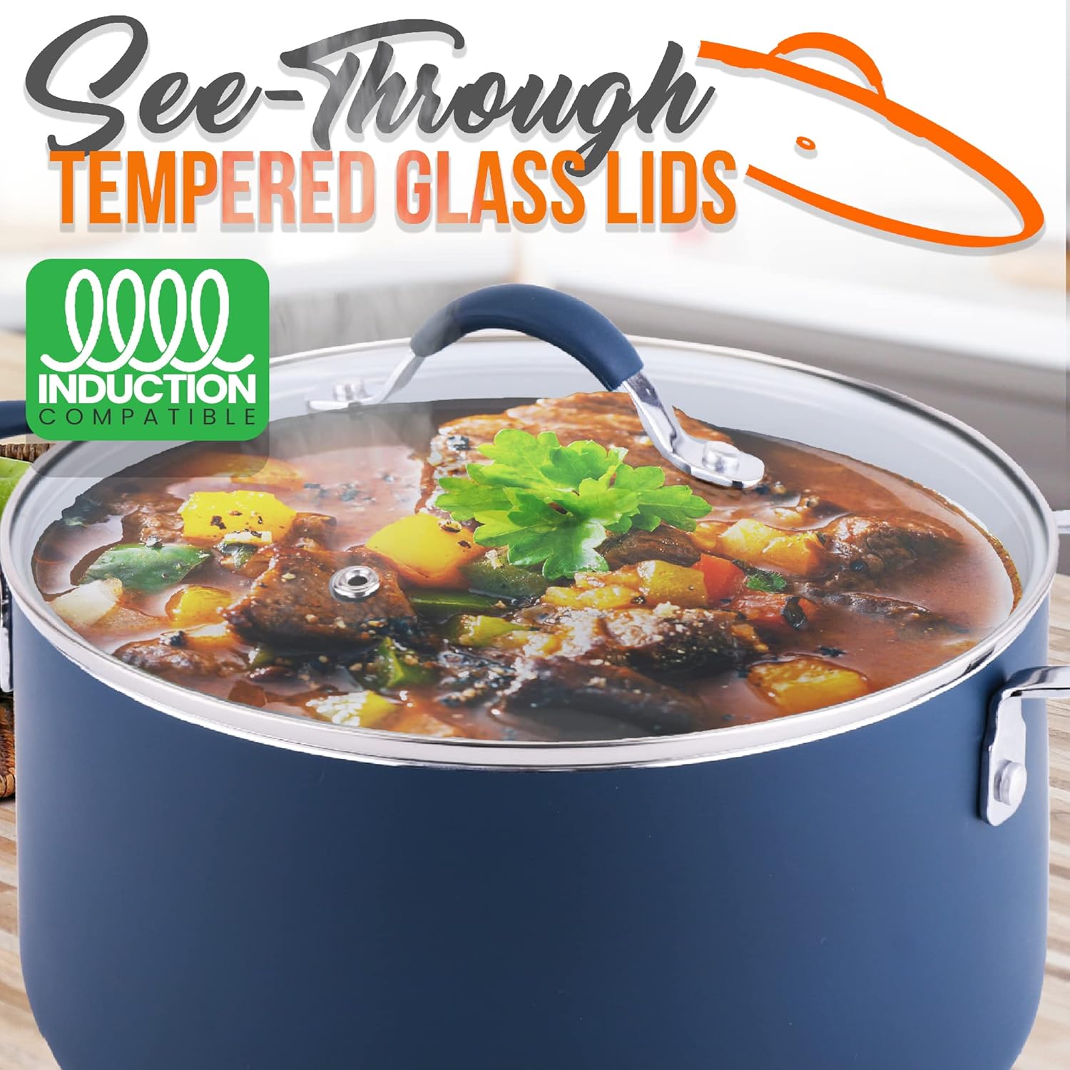 Dutch Oven Pot with Lid - Non-Stick Eco-Friendly Kitchen Pasta Pot