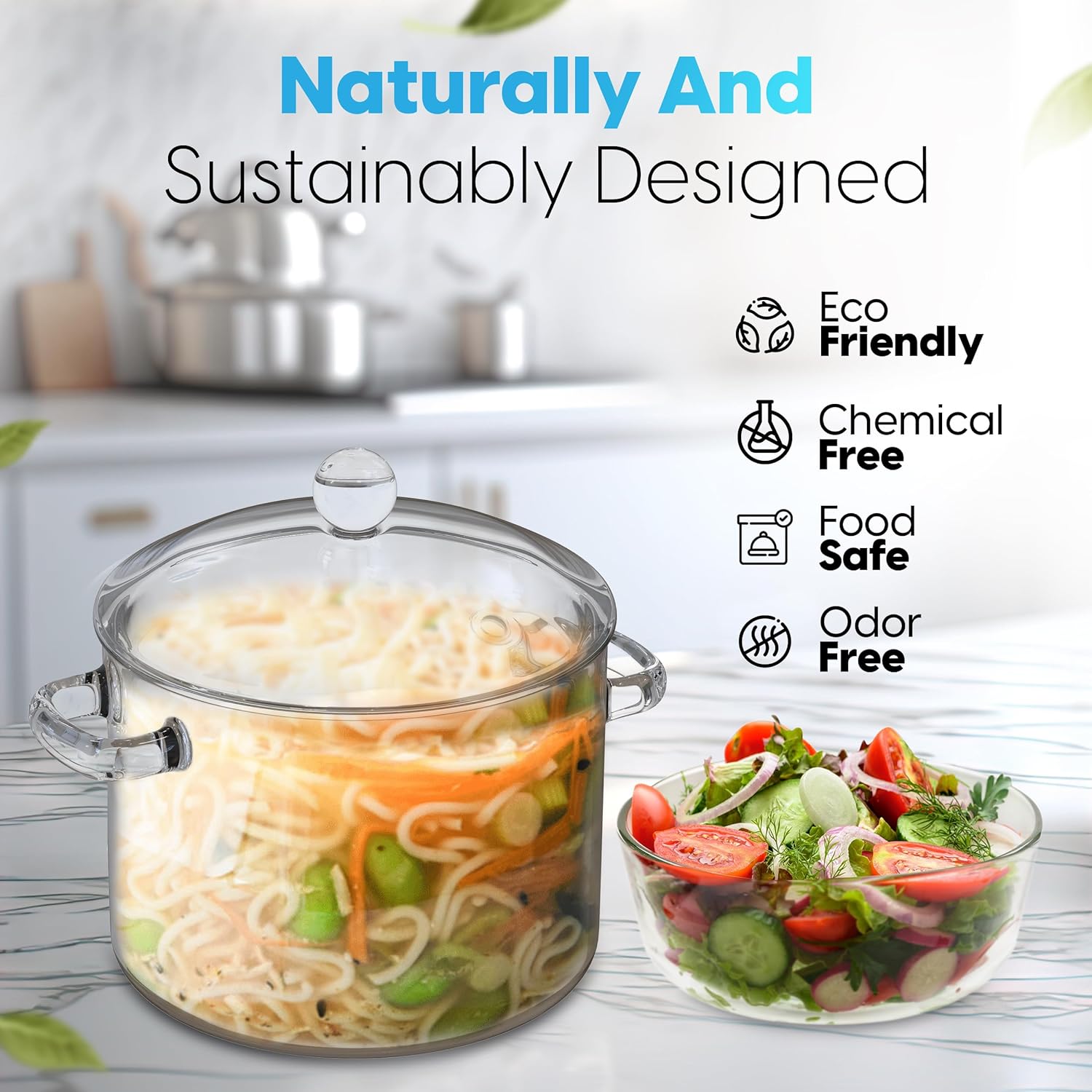 FILULA Heat-Resistant Glass Cooking Pot with Cover
