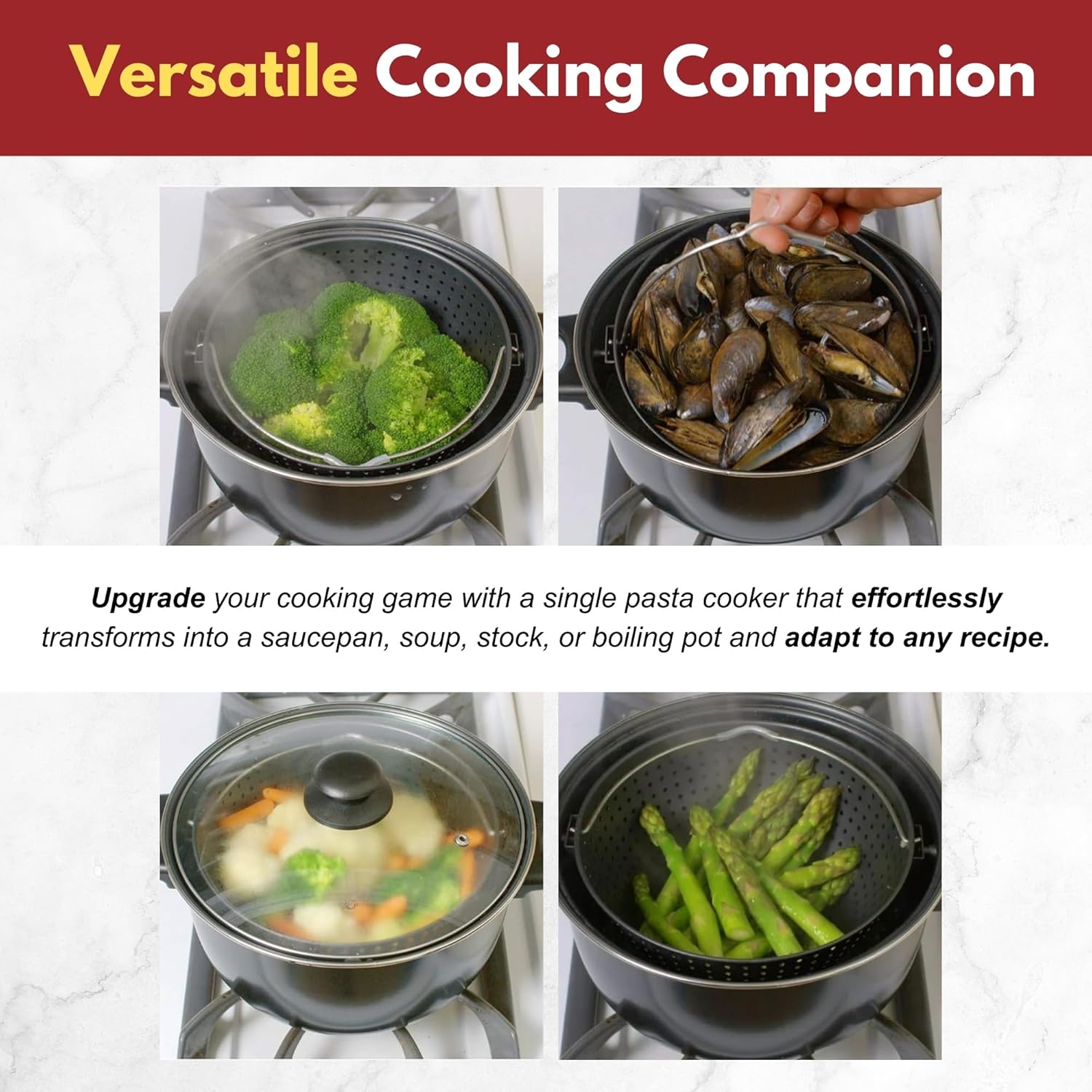 Versatile Stock Pot with Lid and Strainer