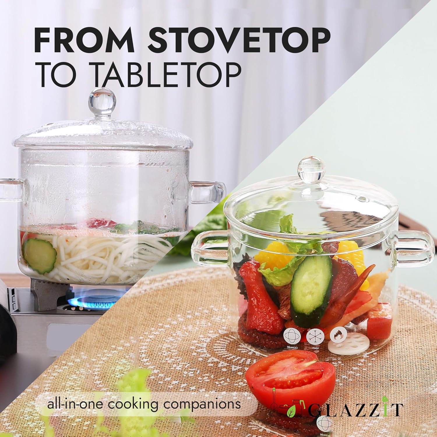13L Heat-Resistant Glass Cooking Pot