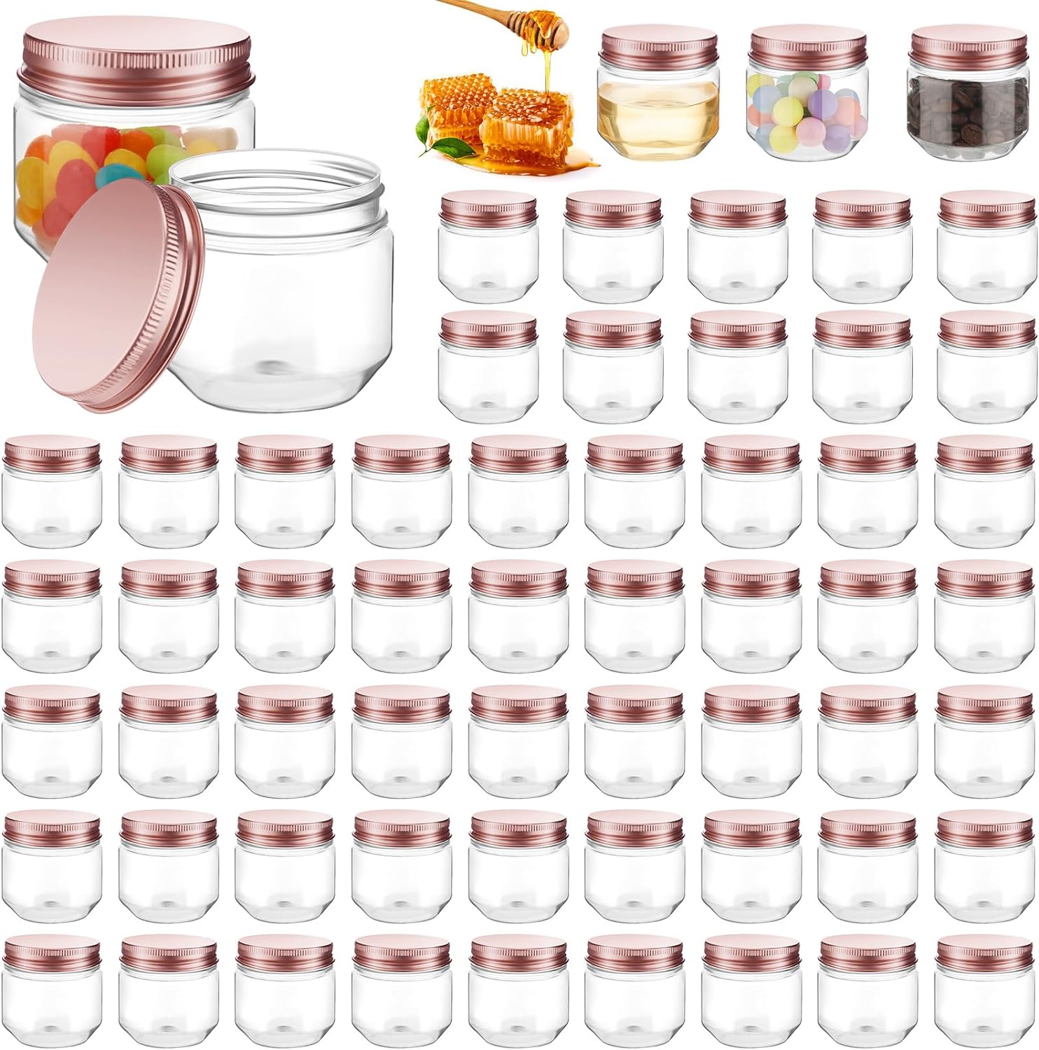 Tanlade 60 Pcs Clear Plastic Jars with Lids Fast