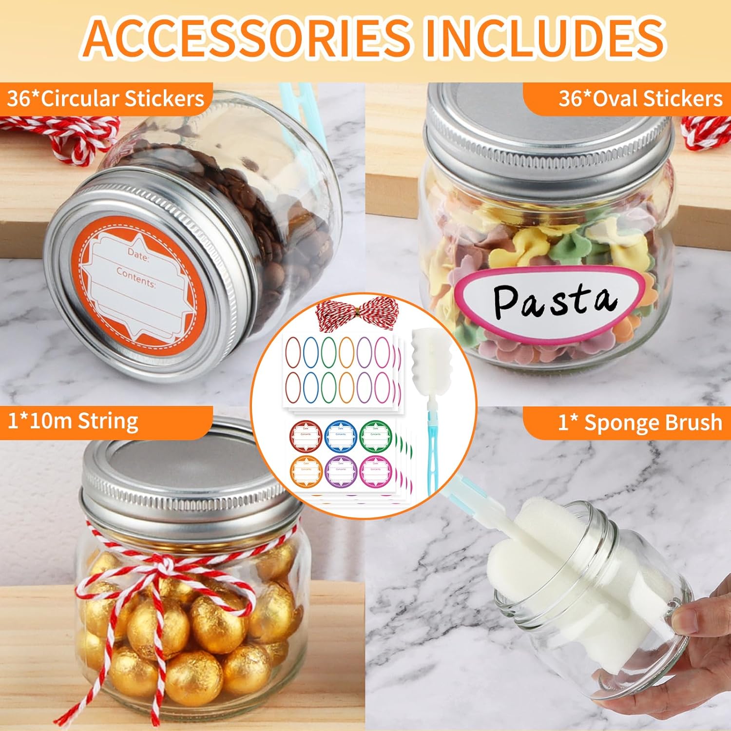 UrSpeedtekLive 30 Pack 8 oz Mason Jars with Lids and Bands 1