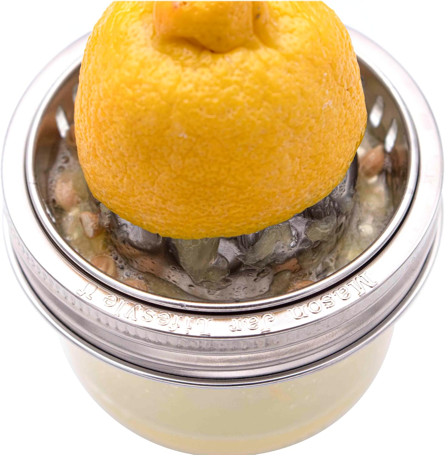 Hand-Pressable Stainless Steel Citrus Juicer Lid for Mason Jars