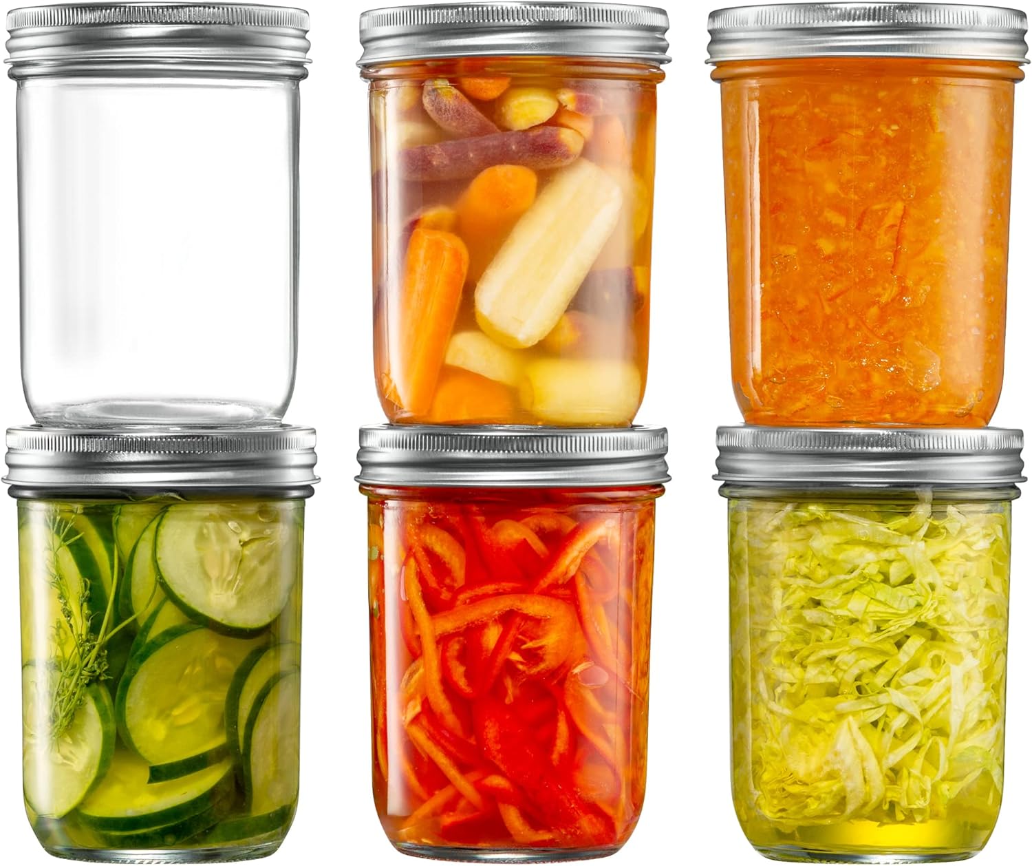 6-Piece Glass Mason Jar 16 Oz 1 Pint Canning Capacity