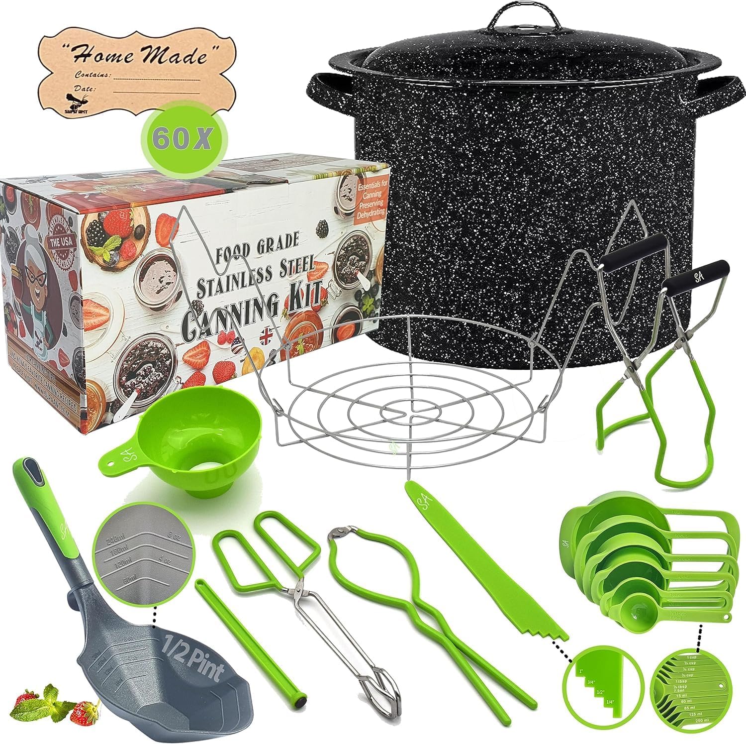 Easy Canning Kit - Stainless Steel Water Bath Canner with Rack Lid