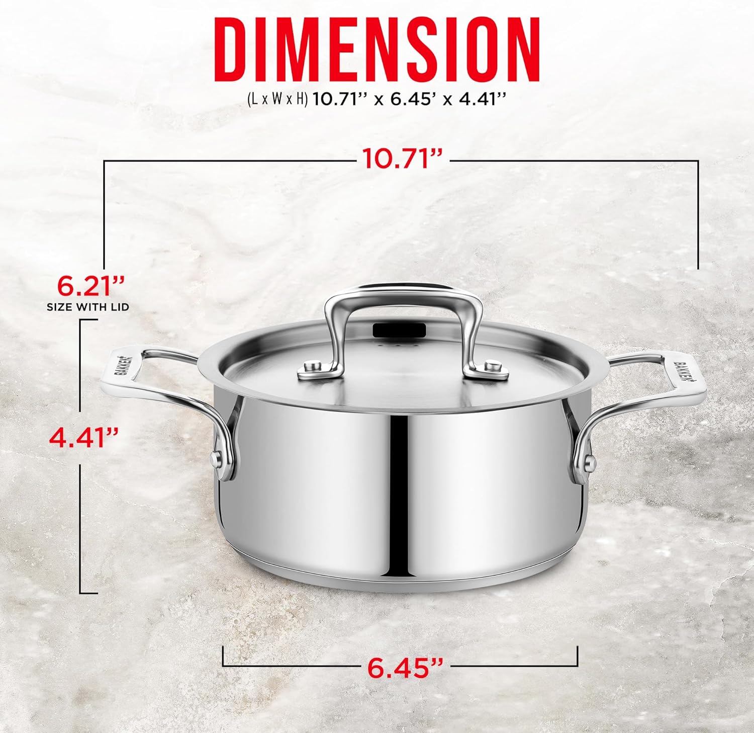 Bakken SwissHeavy-Duty Stainless Steel Stockpot 2 Quart for Cooking Catering