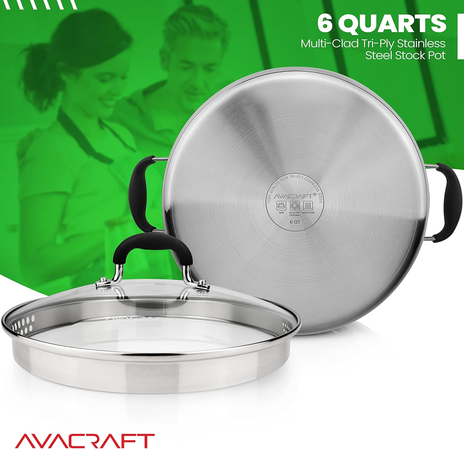 6 qt 1810 SS Stockpot with Glass Lid