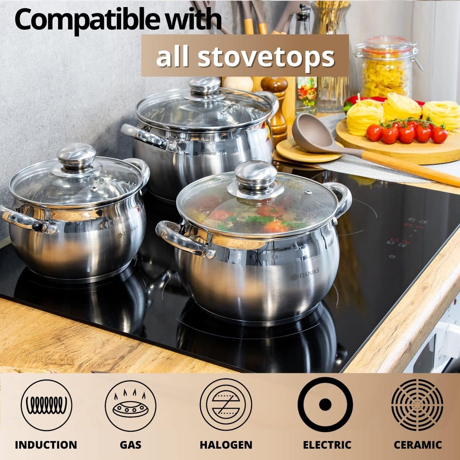 High-Quality 4 Quart Stainless Steel Stock Pot with Glass Lid