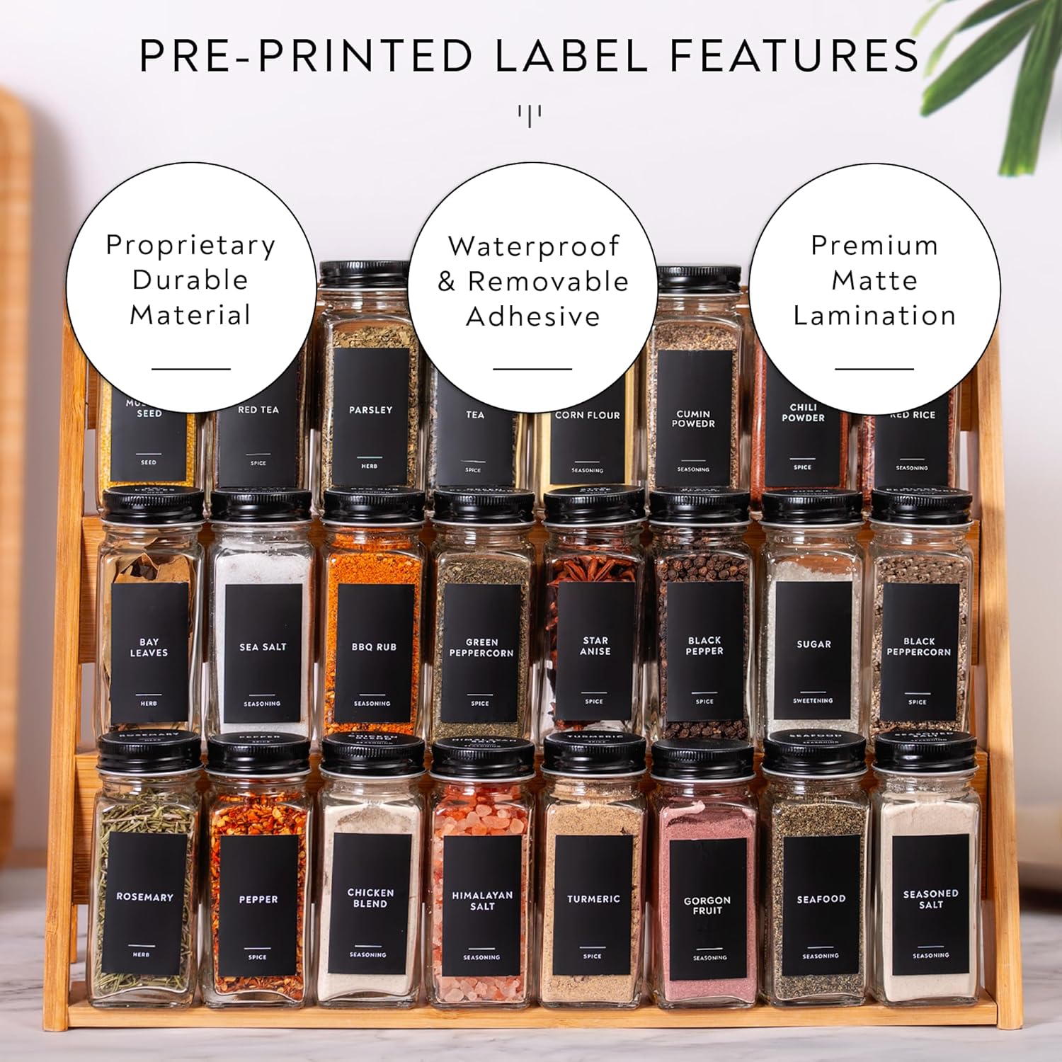 Laramaid 4oz Glass Jars with Black Vinyl Labels and Airtight Metal Caps