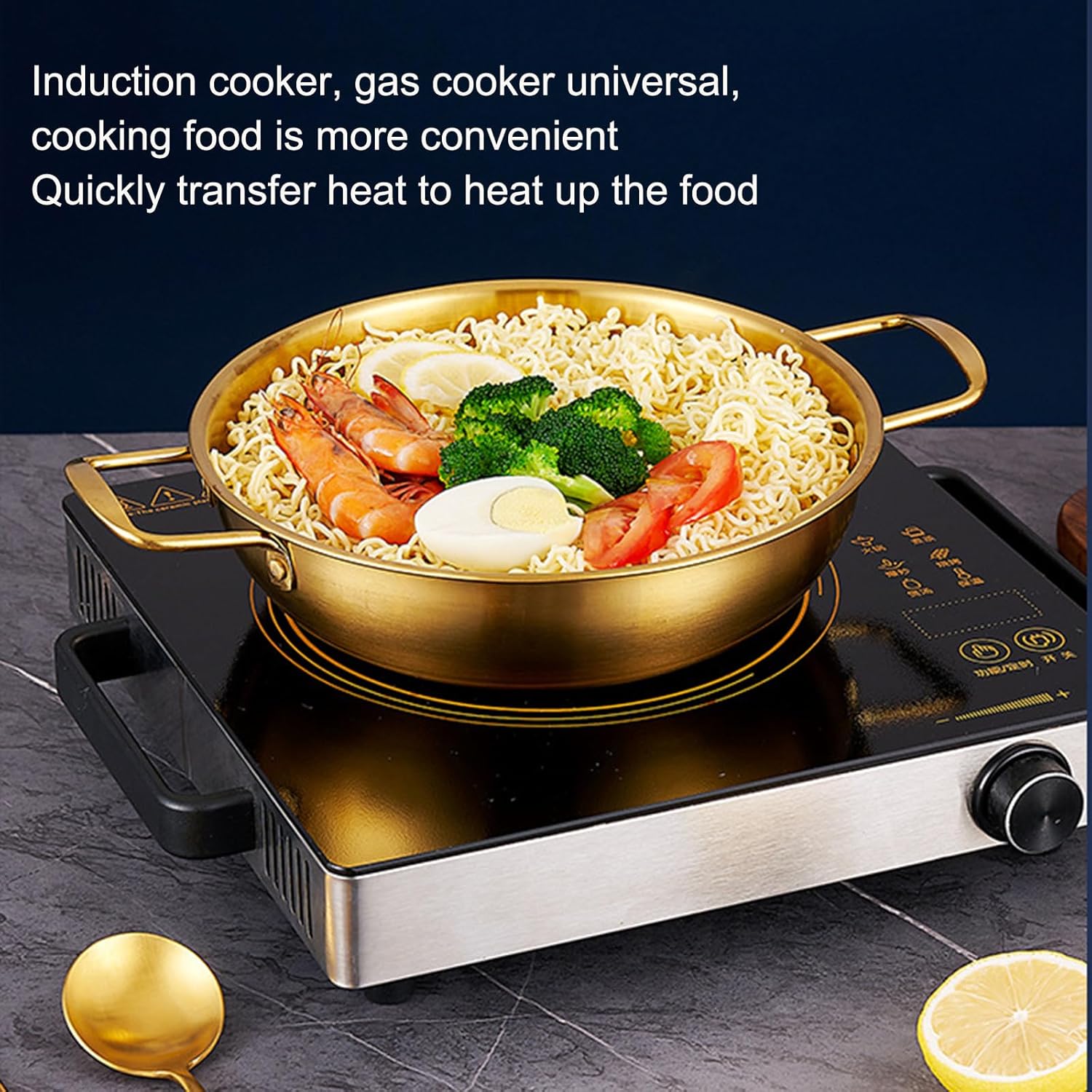 BINGWANG 7 Sizes Stockpot with Gold Handle 18CM