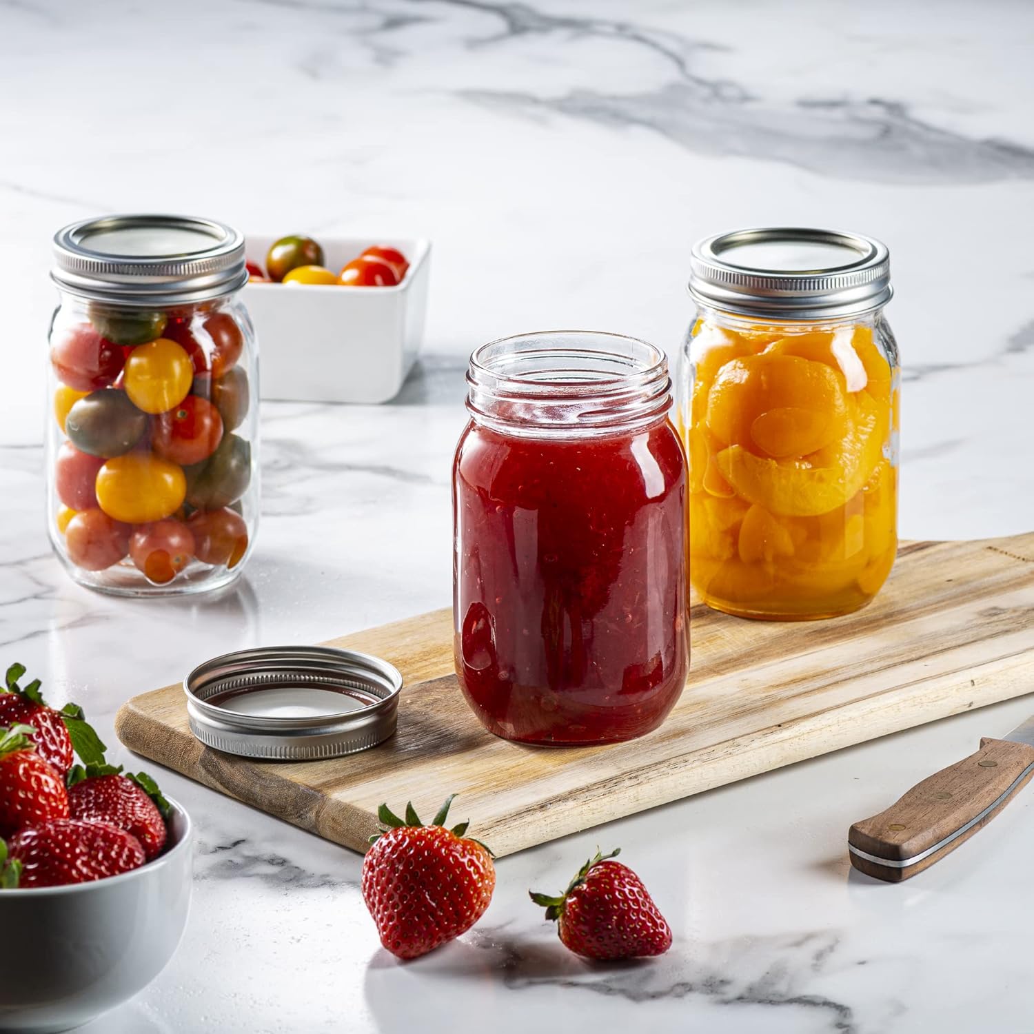 16oz Glass Mason Jars with Lids for Canning Preserving Meal Prep