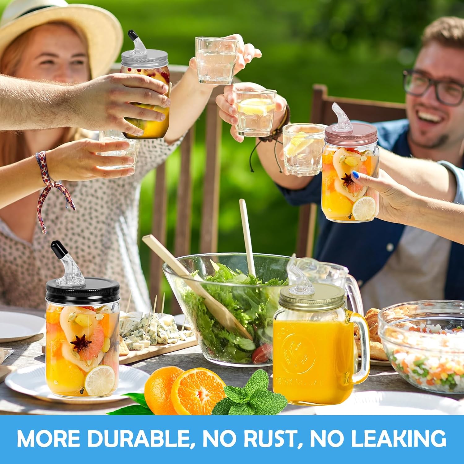 QurHapzy Mason Jar Pour Spouts2-Pack Black Dust-Free