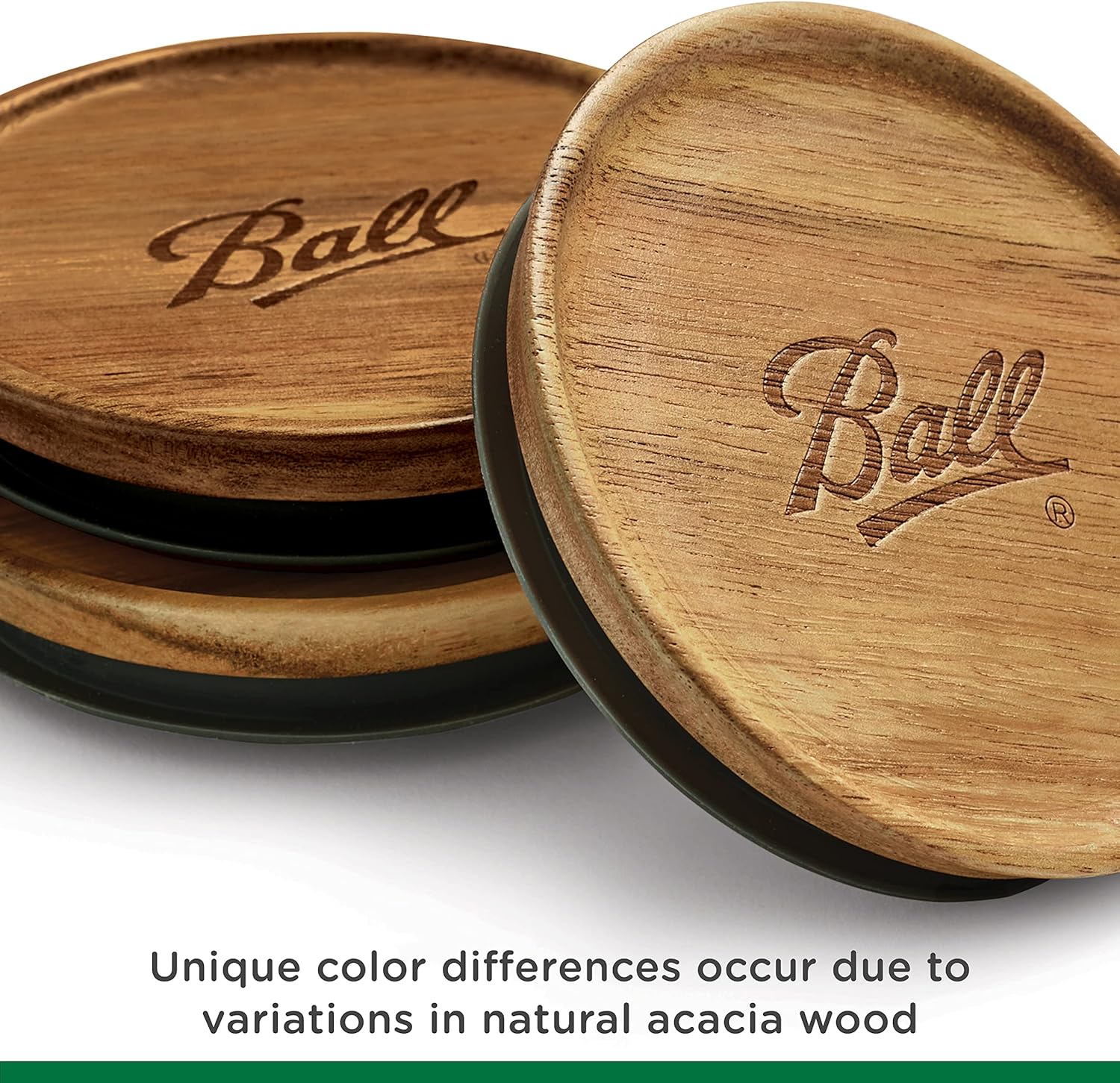 Ball Wooden wide mouth Jar lids Acacia Wood 5-Piece Set