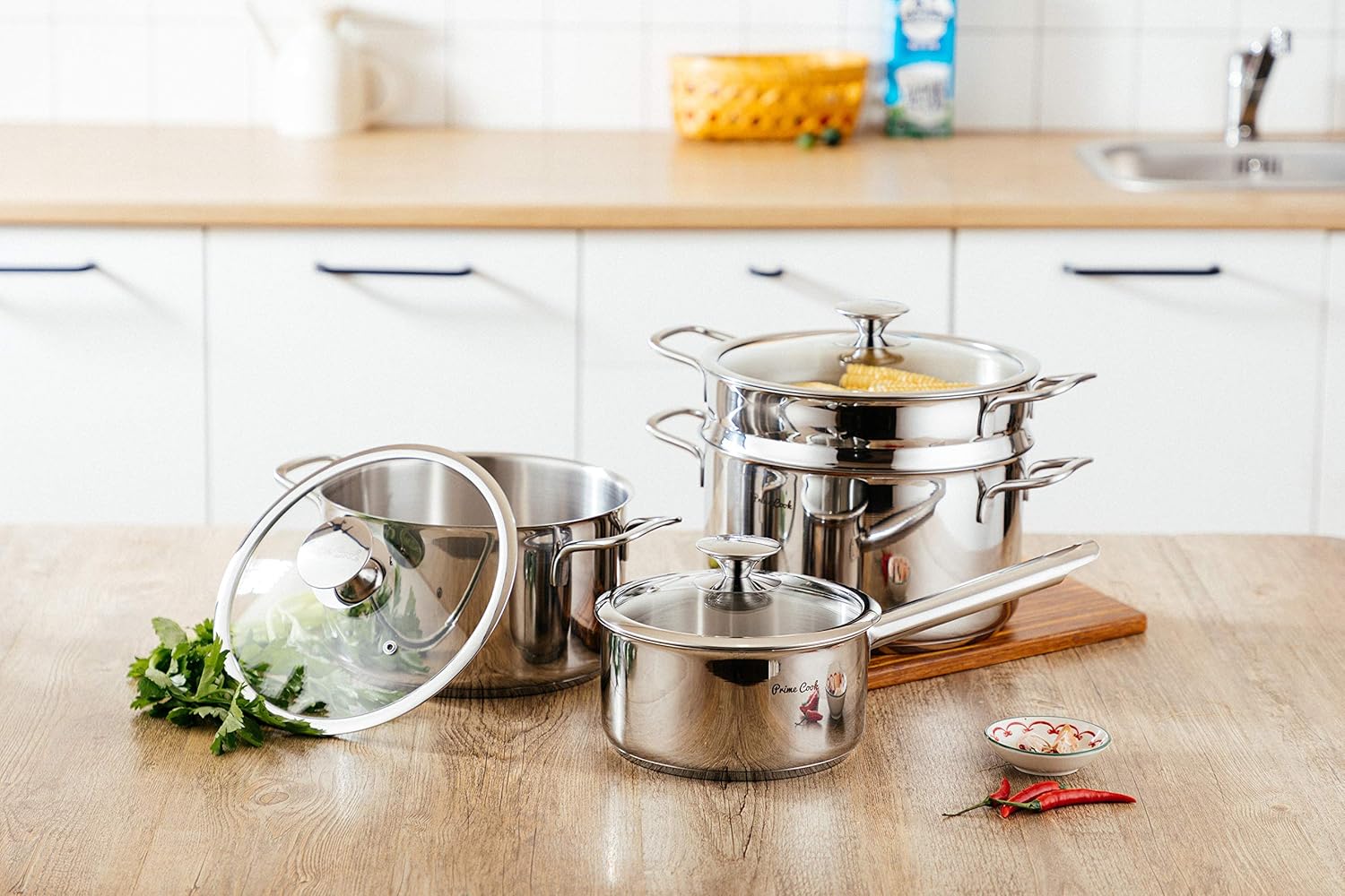 64 QT 1810 Stainless Steel Stock Pot with Steamer Insert