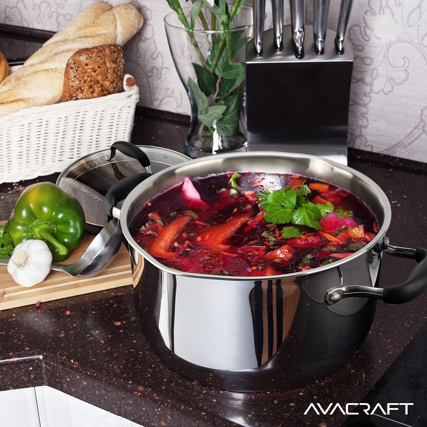 6 qt 1810 SS Stockpot with Glass Lid