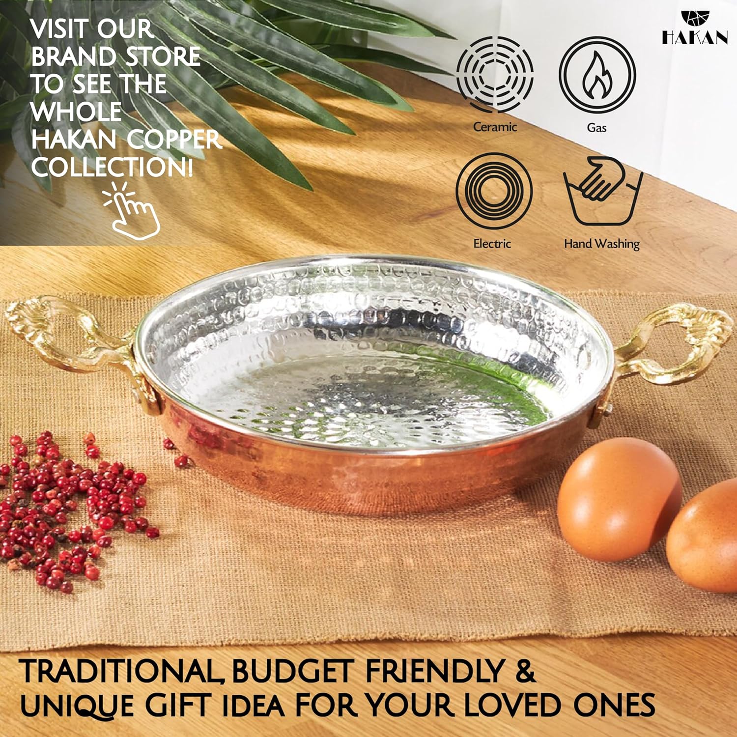 Hakan Copper Round Chef Pan