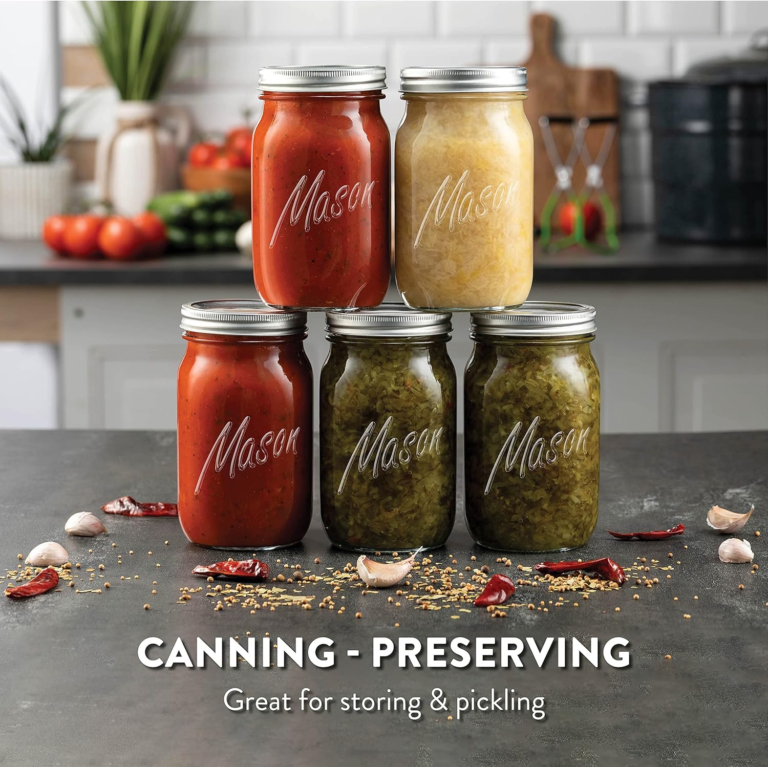 4-Pack Mason Jars with lids - Home Kitchen Canning Preserving _same_day