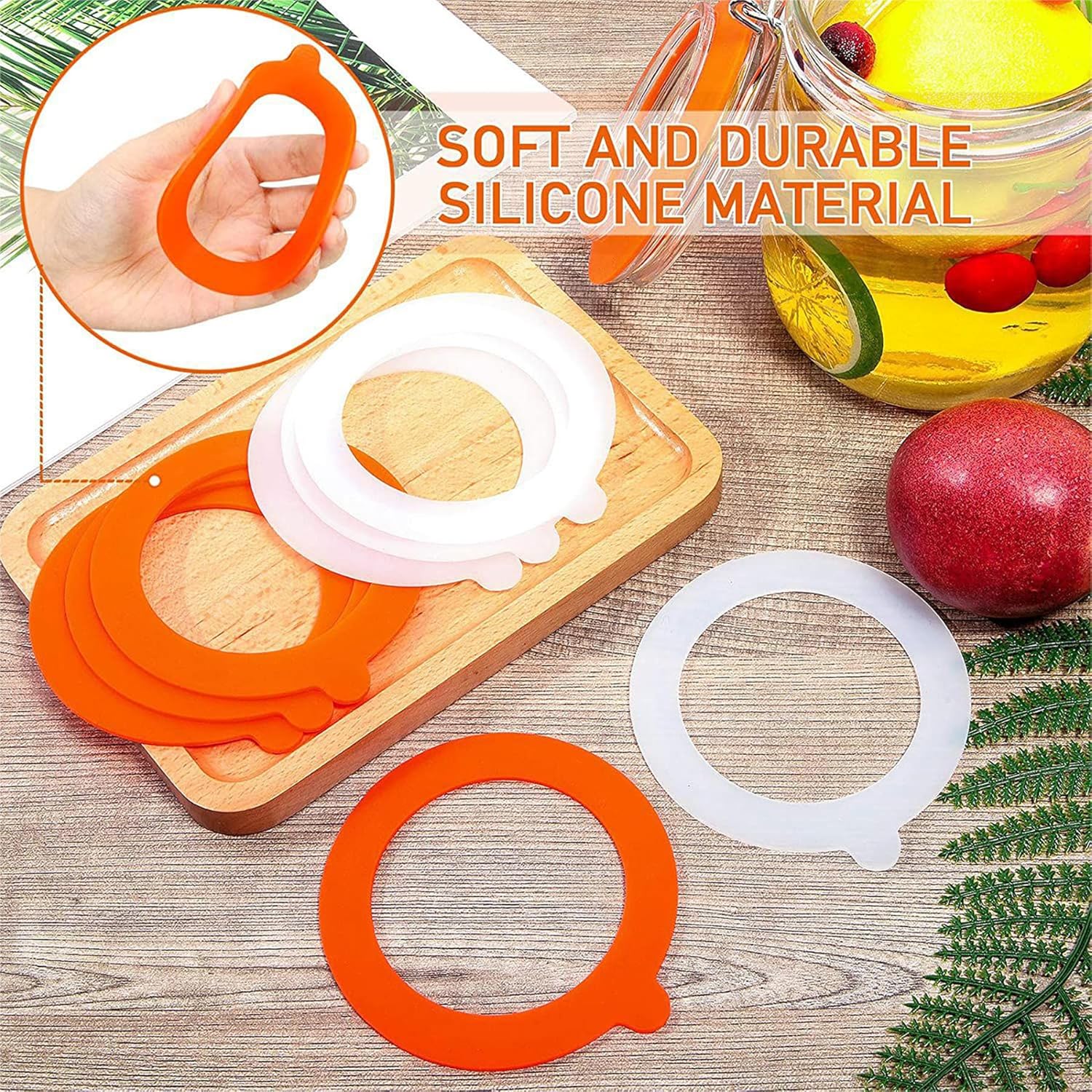 8PCS Leak-Proof Silicone Gasket Set for Mason Jars Orange