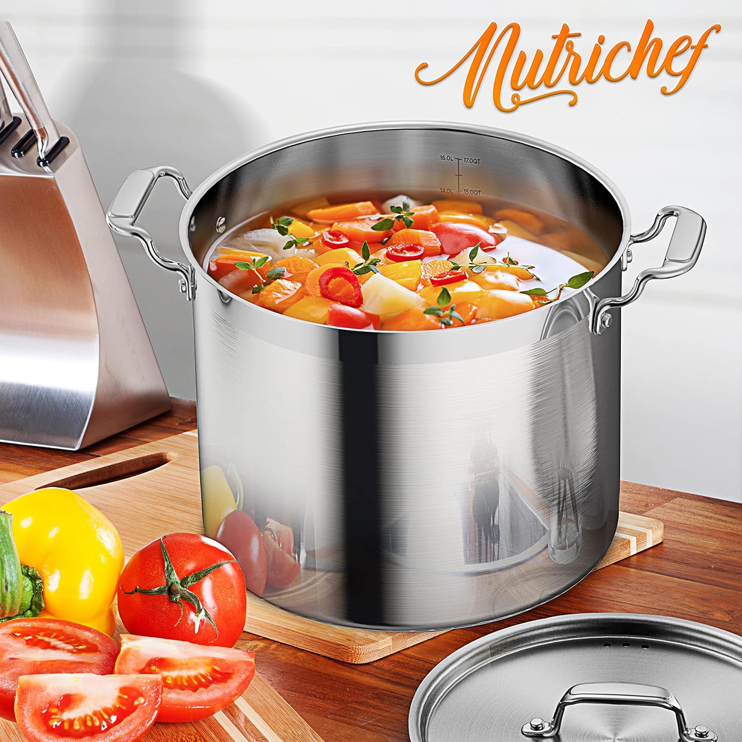 NutriChef Ergonomic 16-Quart Stockpot