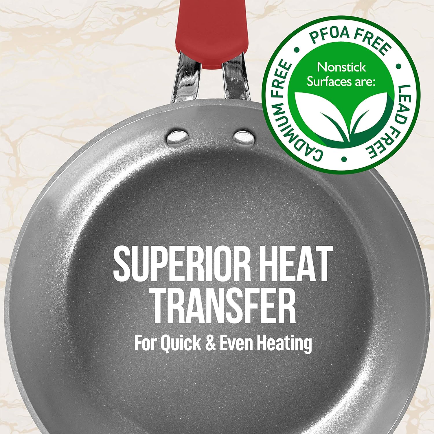 NutriChef 8 Durable Non-Stick Skillet - Red