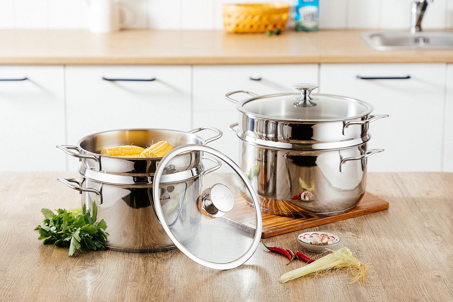 64 QT 1810 Stainless Steel Stock Pot with Steamer Insert