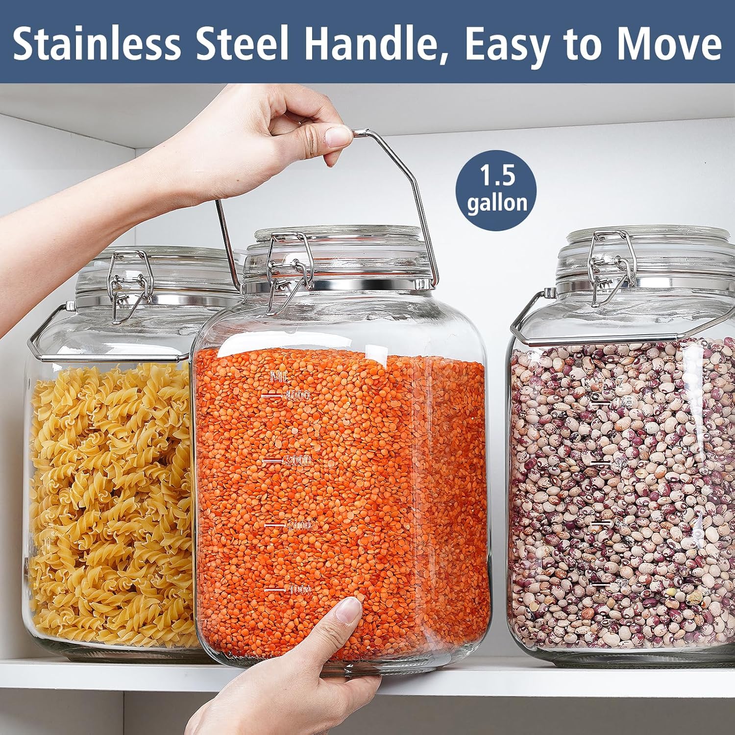 Folinstall 2 Pack Gallon Glass Jars with Airtight Lids