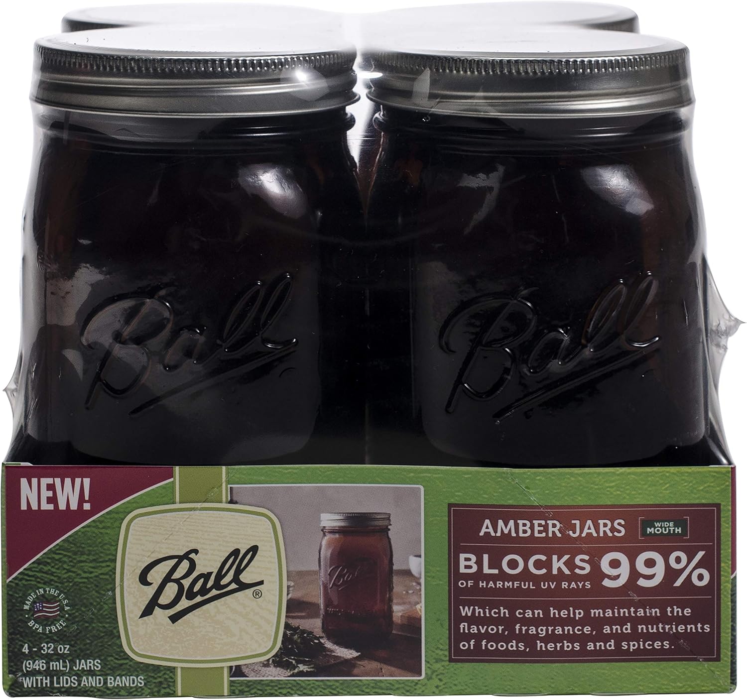 Ball Wide Mouth Canning Jars Quart 4 Count