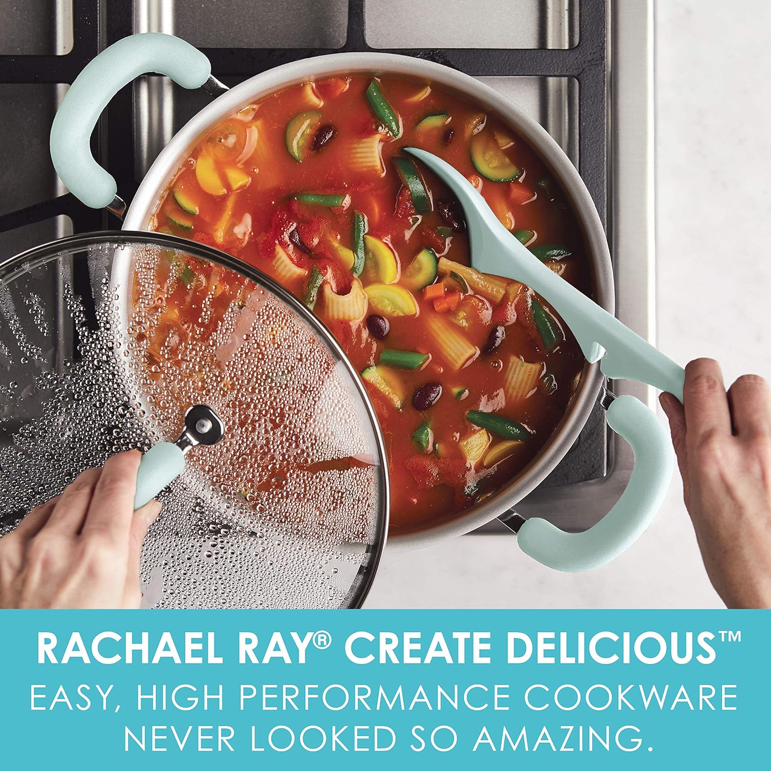 Rachael Ray 6-Quart Cookware Stock Pot with Lid Blue