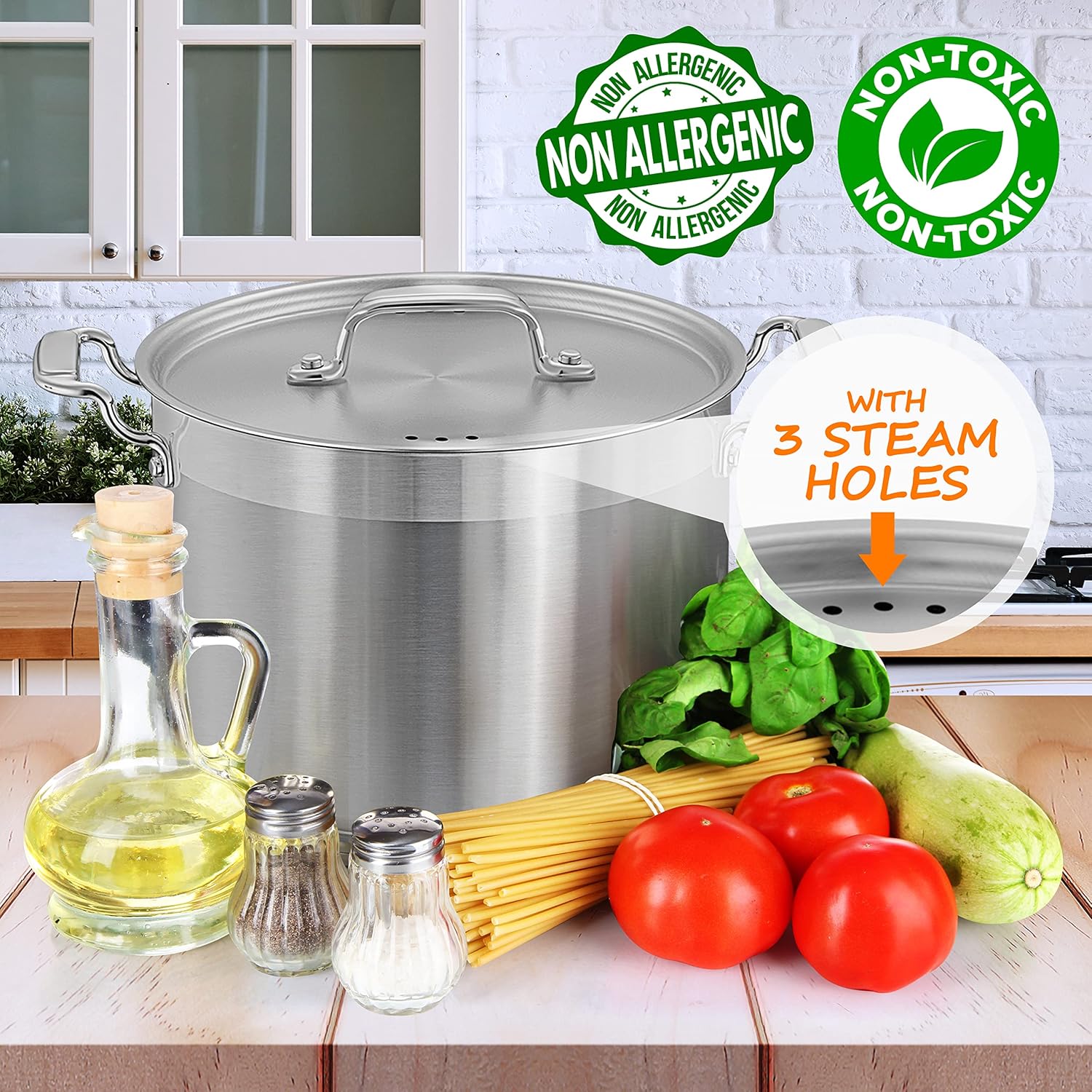 Life-changing 8 QT Stainless Steel Stockpot with Ergonomic Handles Induction Compatibility