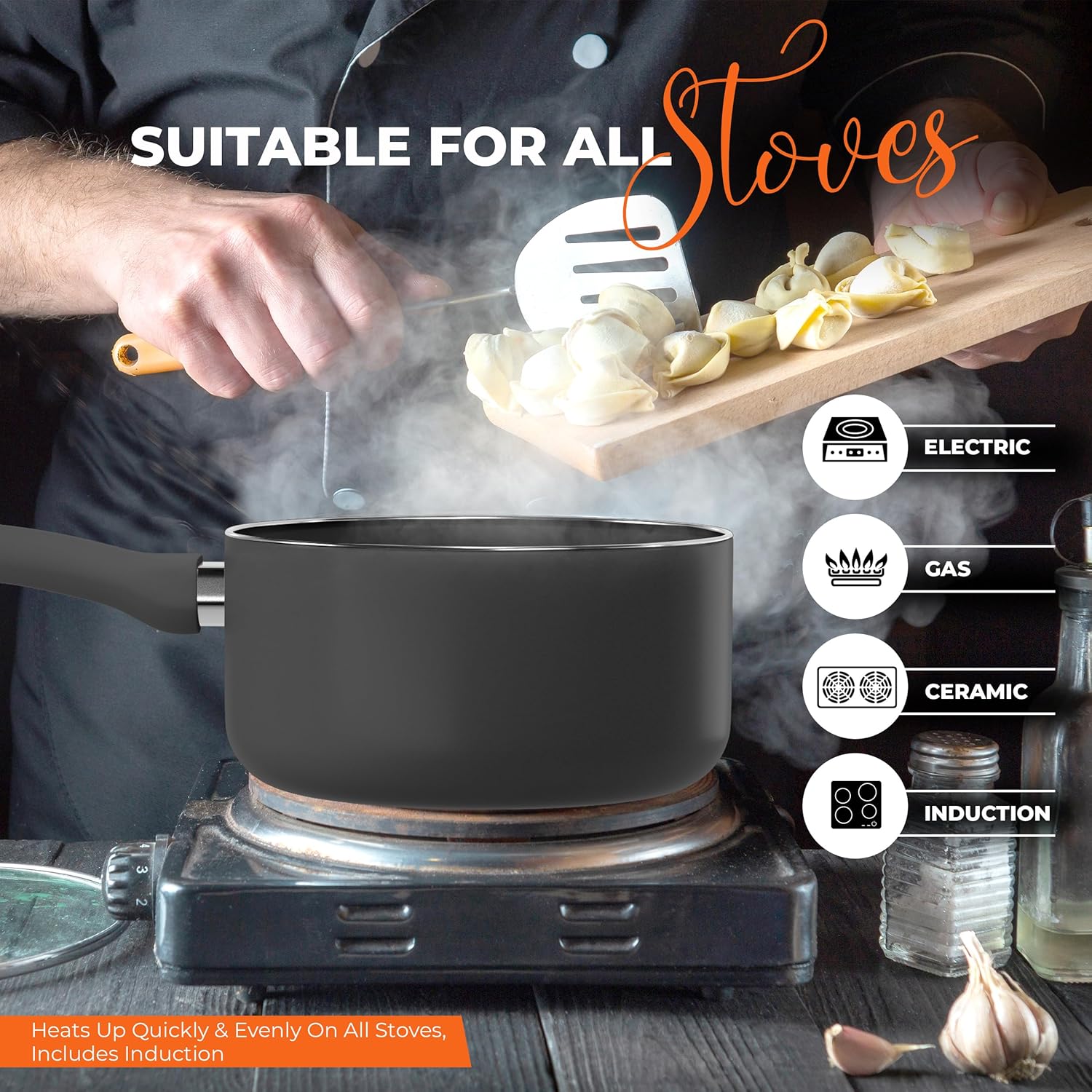 Utopia Kitchen 2 Quart Nonstick Saucepan with Glass Lid