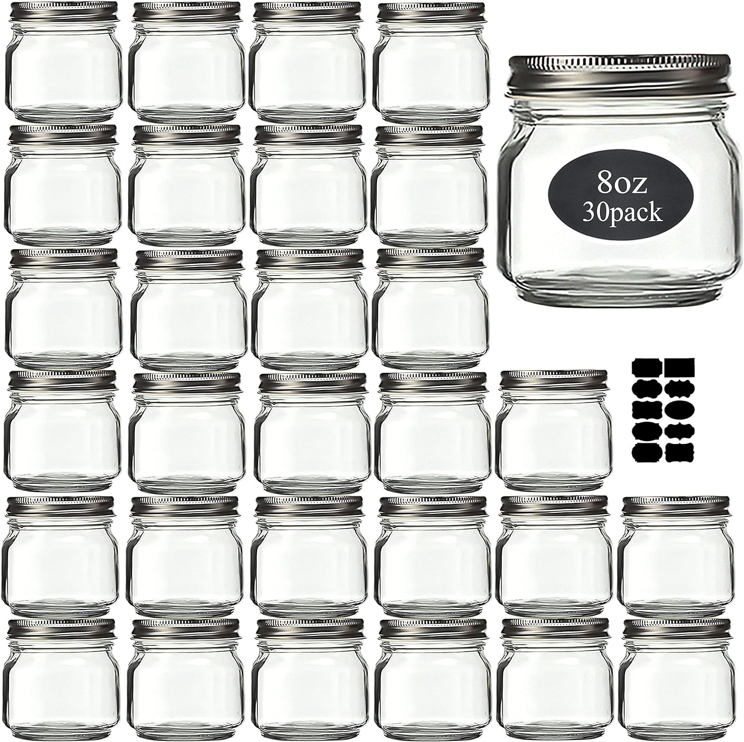 Rainforce Mason Jars 8 oz 30Pack Small Glass Canning Jars