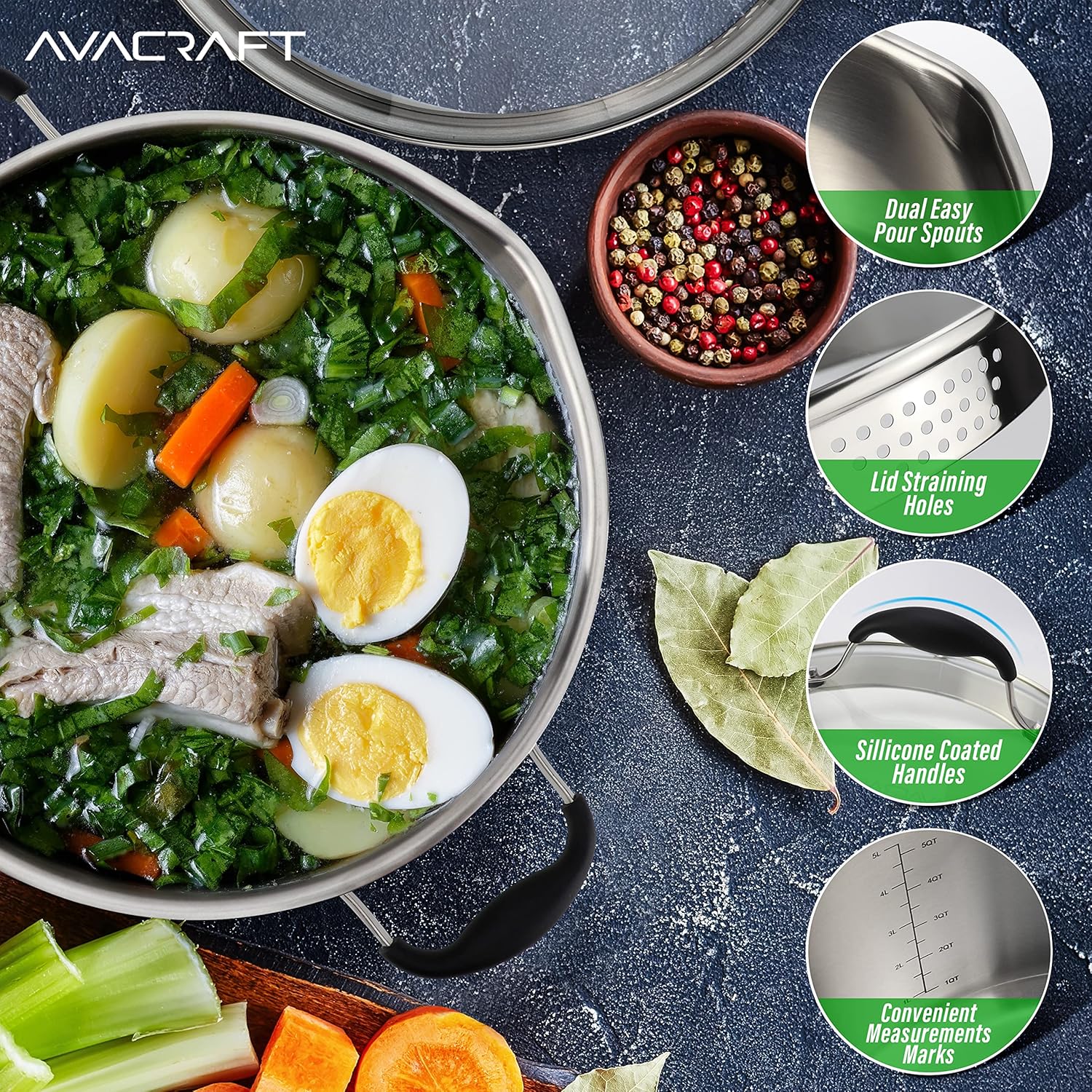 6 qt 1810 SS Stockpot with Glass Lid